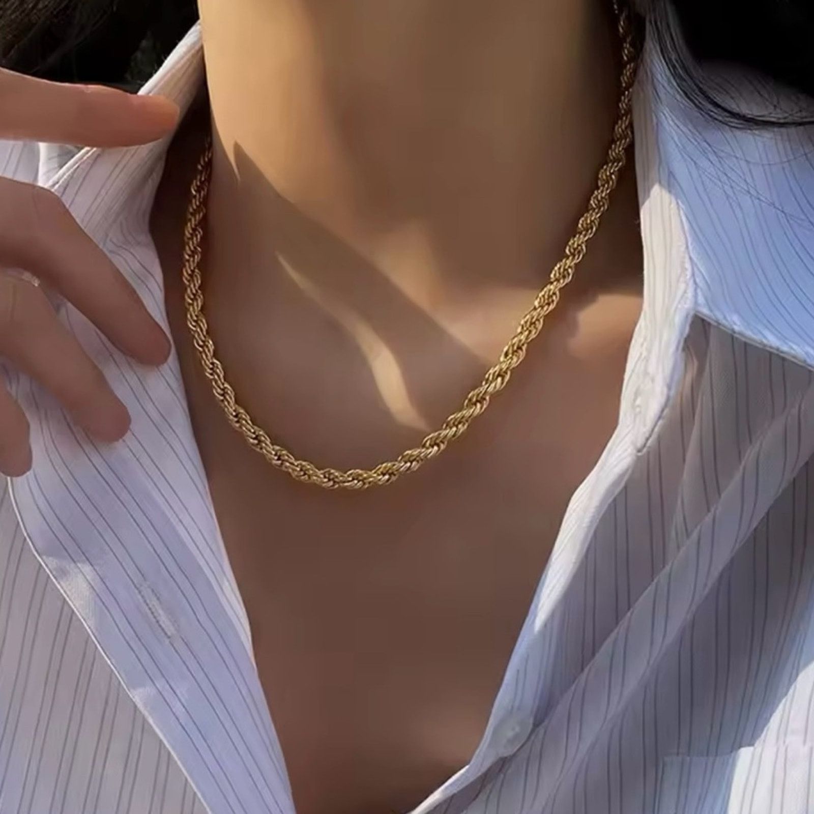 Other 5mm stainless steel Twisted rope Chain Necklaces Size ONE SIZE - 3 Thumbnail