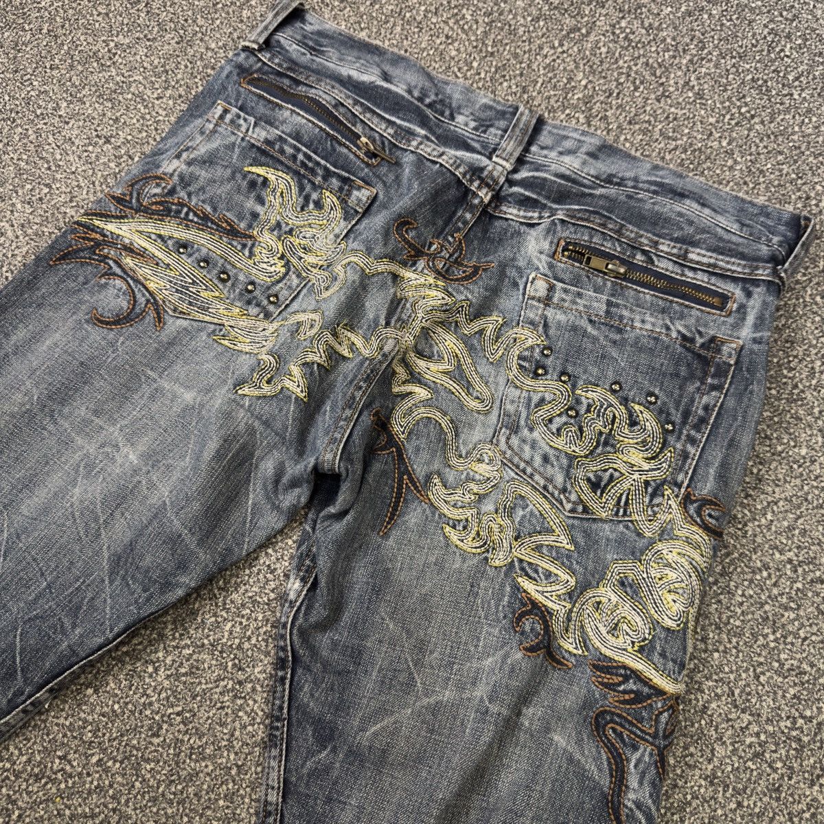 If Six Was Nine 90s Japanese Embroidered Tribal Oririn Seditionaries Denim Size US 33 - 8 Thumbnail