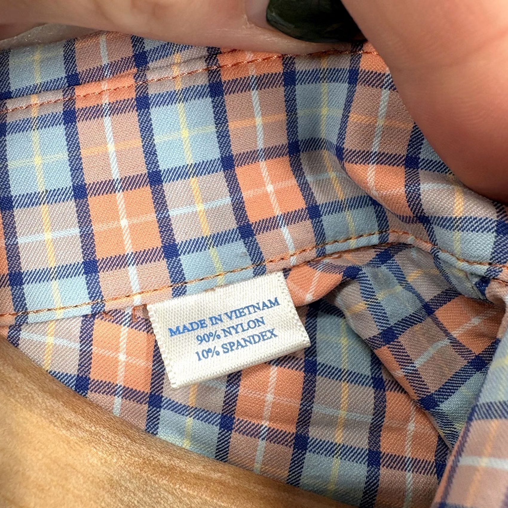 Southern Tide Southern Tide Shirt Mens Small Orange Blue Plaid Performance Stretch Button Down Shirt Size US S / EU 44-46 / 1 - 5 Thumbnail