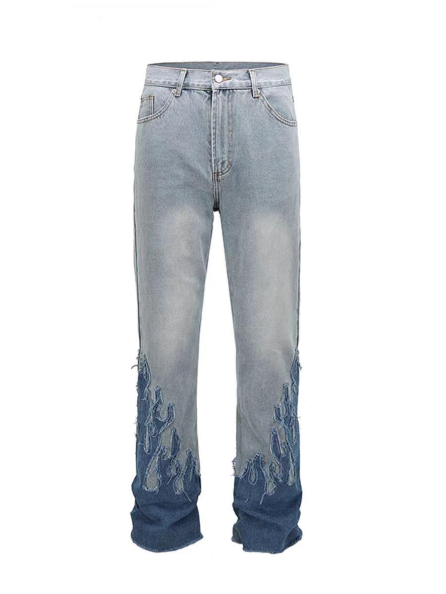 Japanese Brand × Jean High Street Vintage Leg Flame Embroidery Micro Flare Jeans Size US 34 / EU 50 - 5 Thumbnail