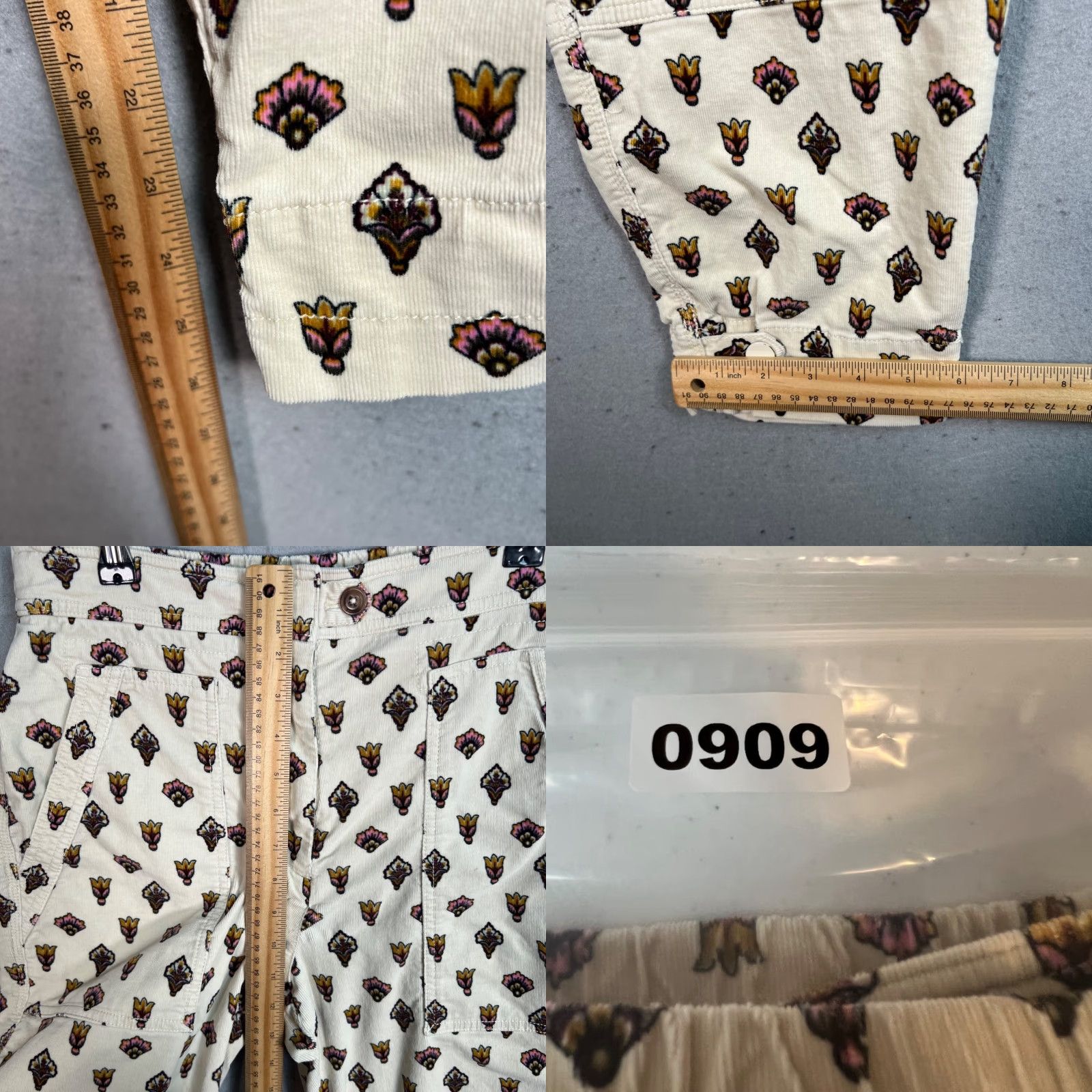 Anthropologie Anthropologie Women's Floral Corduroy Pants Size 6 High Rise Tapered Ankle Ivory Casual Size 28" / US 6 / IT 42 - 8 Thumbnail