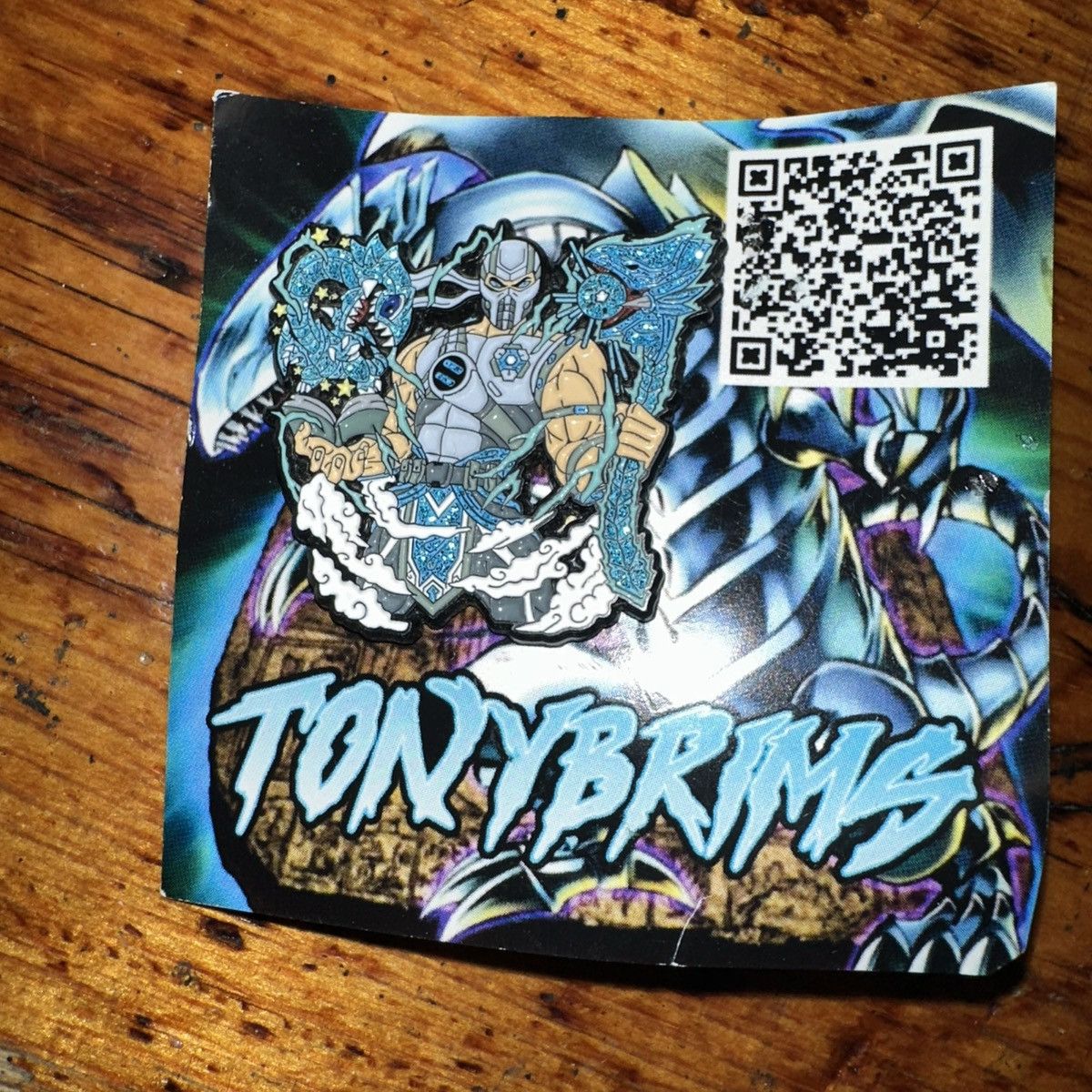 Tony Brimz Blue Eyes 2.0 Pin Pinback w/ Information Card