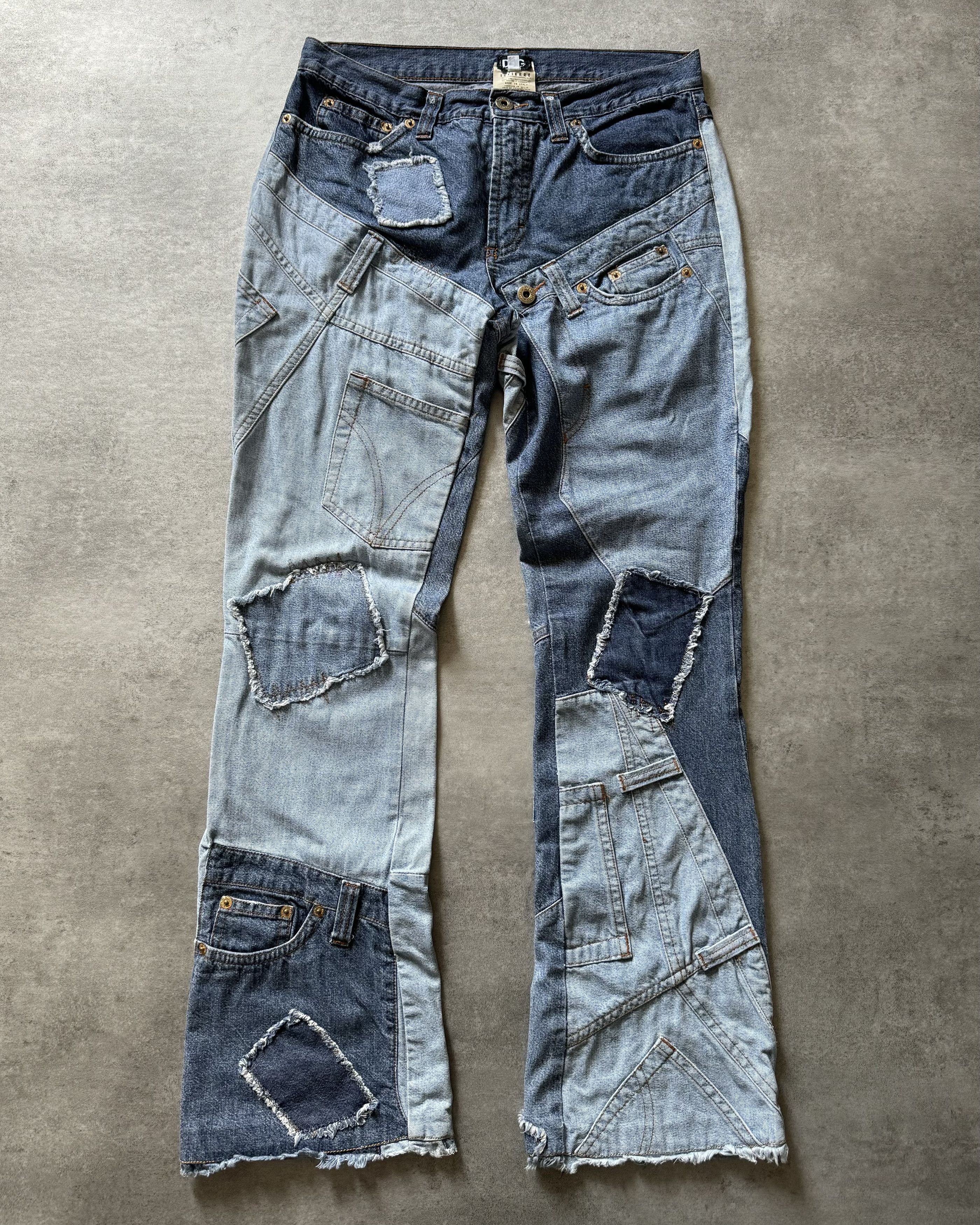 image of Archival Clothing x Dolce Gabbana 2000S Dolce & Gabbana Patchwork Elevated Denim Jeans in Blue (Siz