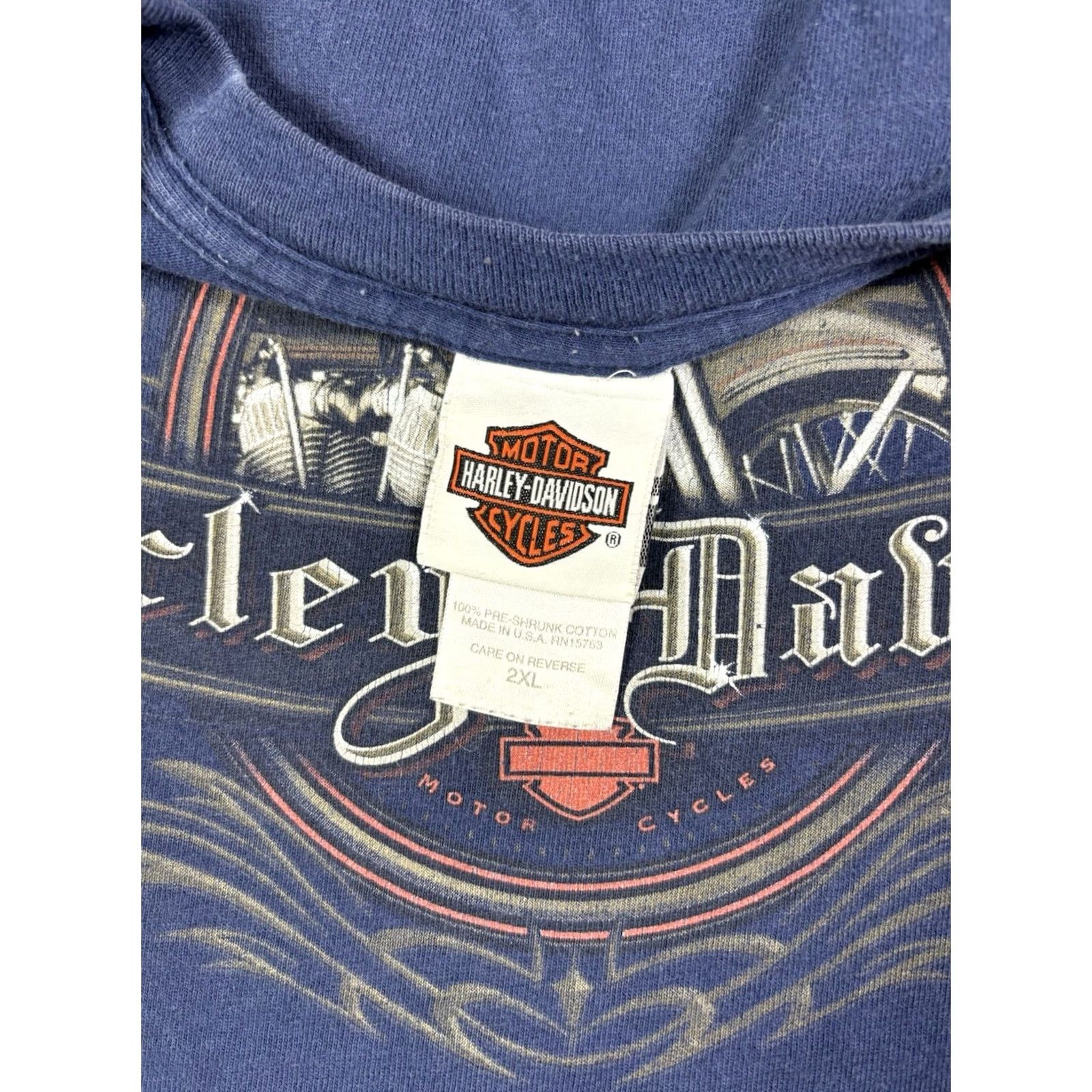 Harley Davidson VINTAGE Harley-Davidson T-Shirt 2XL Crew Neck Blue Graphic Print Biker Motorcycle USA Men Size US XXL / EU 58 / 5 - 5 Thumbnail