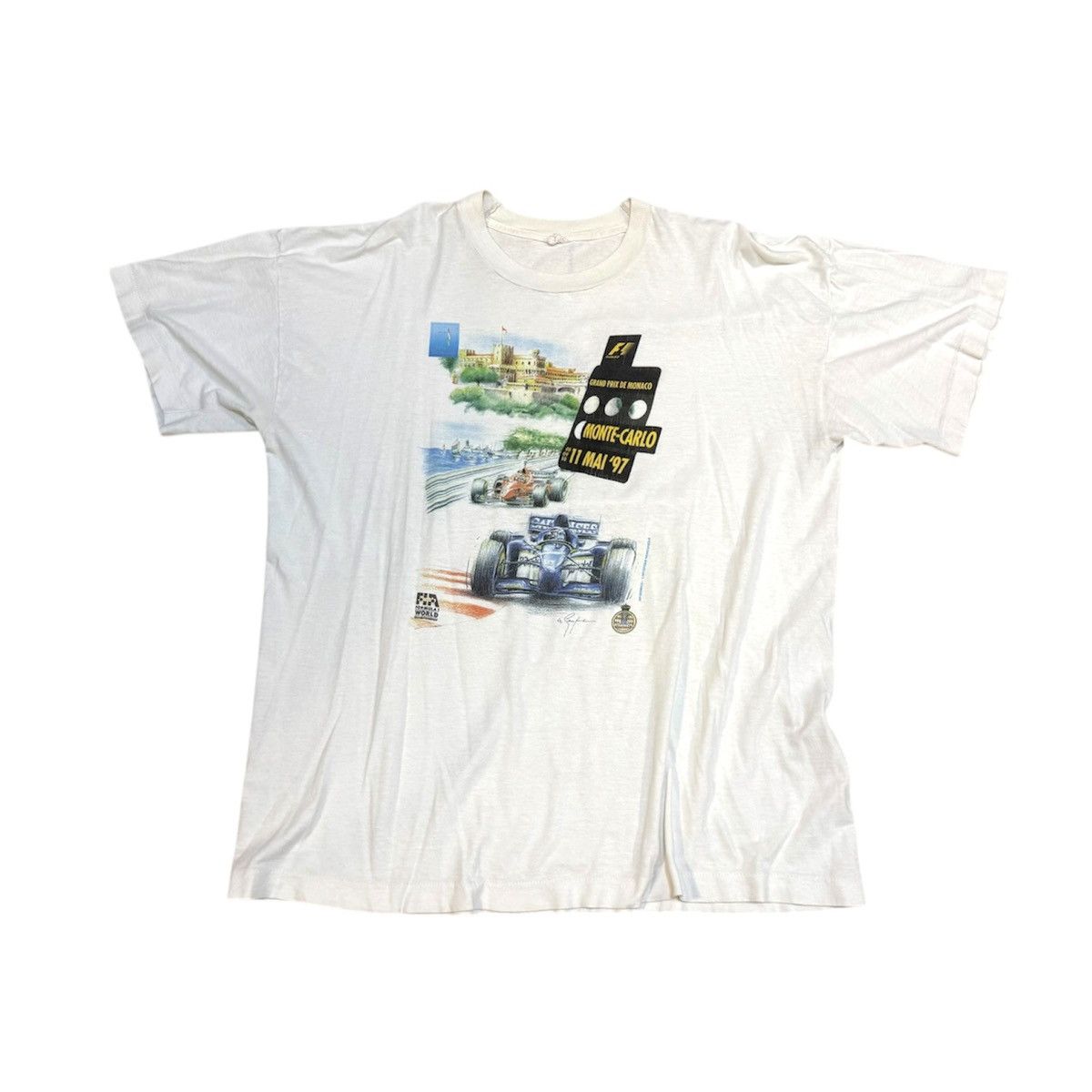 Formula 1 Vintage 90s F1 Monaco Grand Prix Racing T Shirt Retro Size US XL / EU 56 / 4 - 1 Thumbnail
