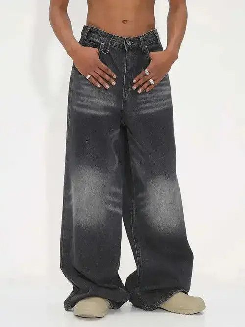 Japanese Brand Y2K Washed Black Retro Straight Wide-leg Jean Size US 29 - 3 Thumbnail