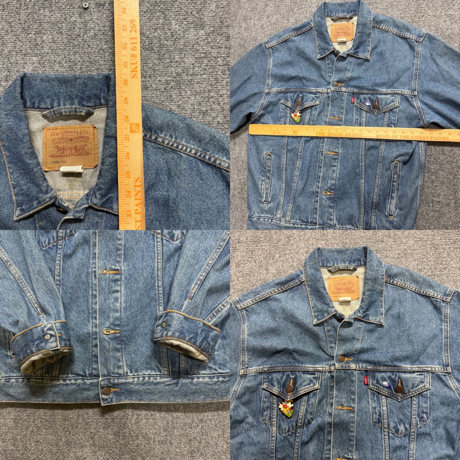 Denime VINTAGE Levi's Denim Trucker Jacket 70507 | Mens Size L USA Made Heavy Denim 90s Distressing Fade Pre-owned Size US L / EU 52-54 / 3 - 8 Thumbnail
