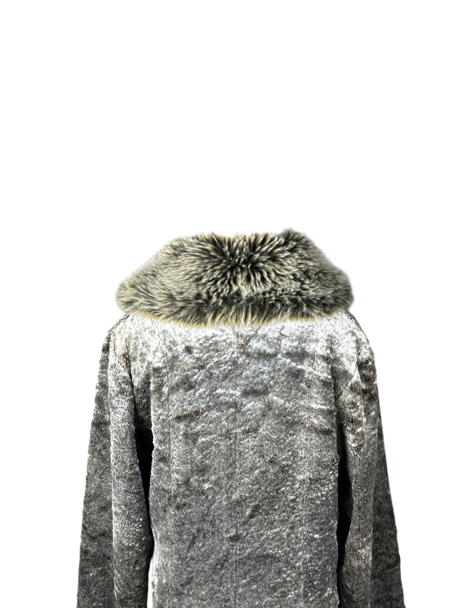 Vintage 90s Vintage Avant Garde Fur Velvet Long Coat Size L / US 10 / IT 46 - 6 Thumbnail