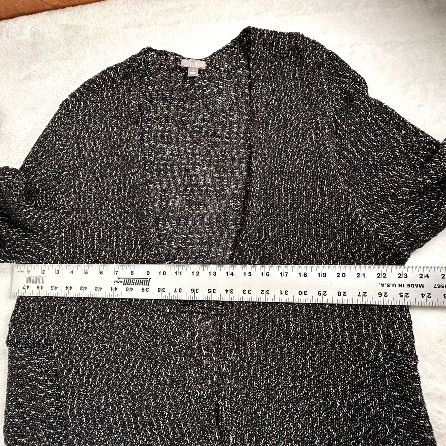 J. Jill J. Jill Cardigan Shirt Womens XL Black White Open-Front Textured Knit Sweater Size XL / US 12-14 / IT 48-50 - 7 Thumbnail