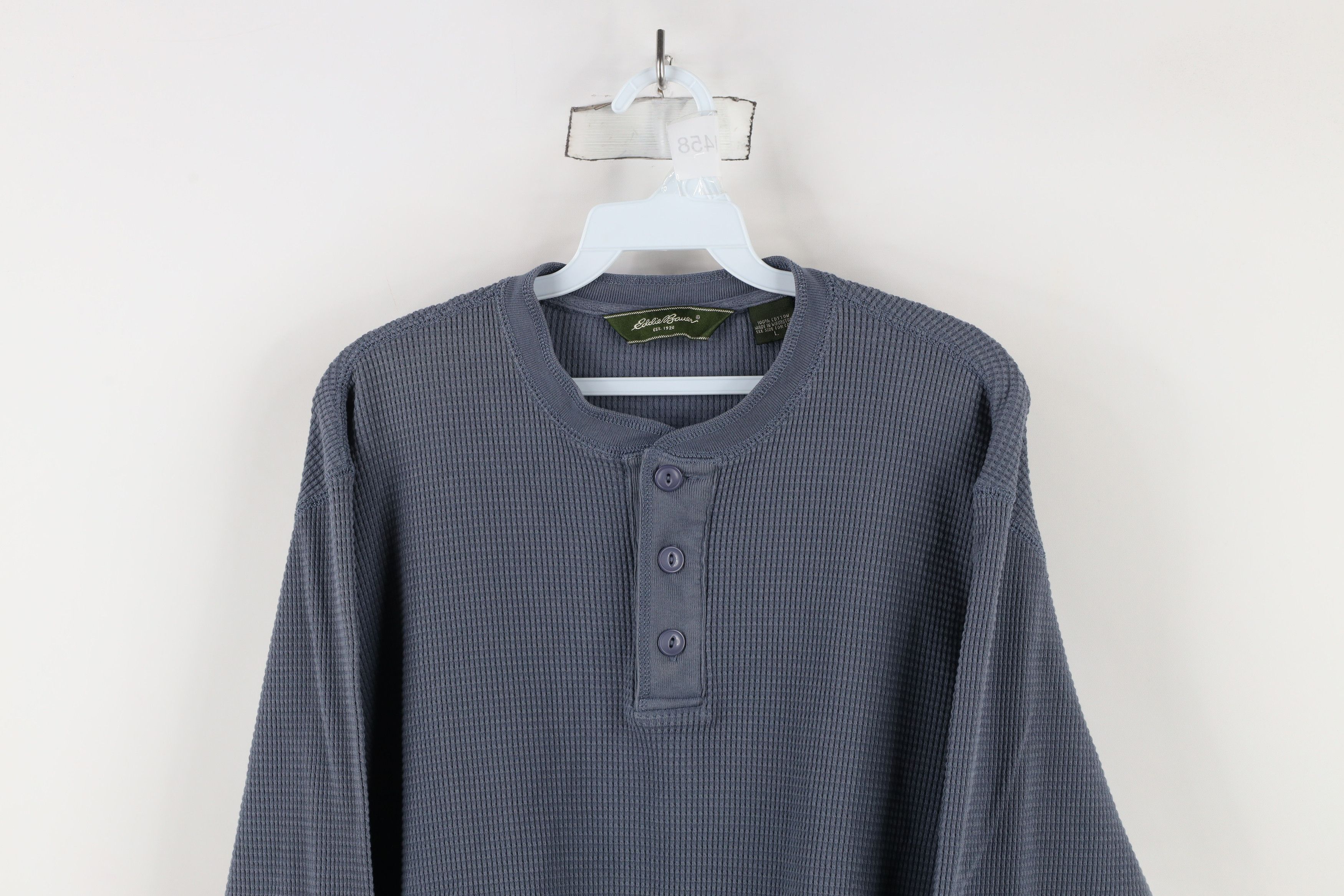 Eddie Bauer Vintage Eddie Bauer Thermal Waffle Knit Henley T-Shirt Blue Size US L / EU 52-54 / 3 - 2 Thumbnail