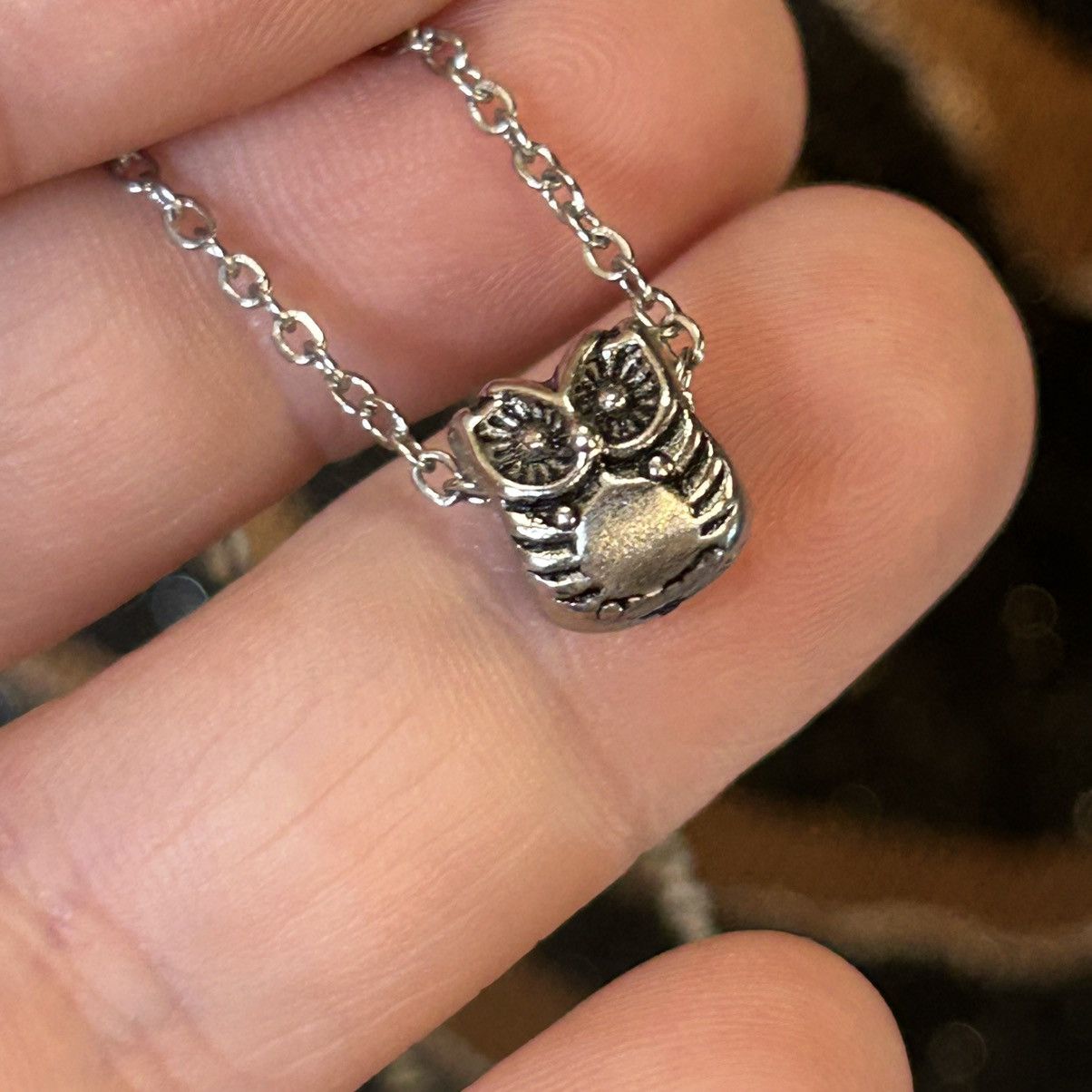 Handmade Handcrafted dual sided owl charm slider pendant necklace Size ONE SIZE - 1 Thumbnail