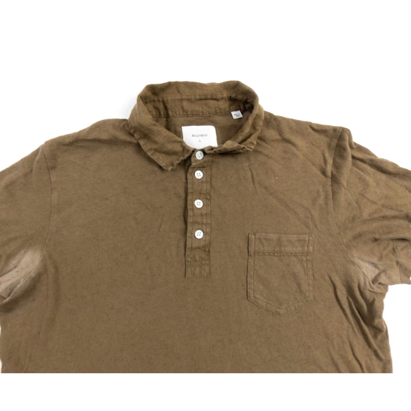 Billy Reid VINTAGE Billy Reid Mens Polo Shirt Large Brown Cotton Linen Short Sleeve Collared Preppy Size US L / EU 52-54 / 3 - 2 Thumbnail