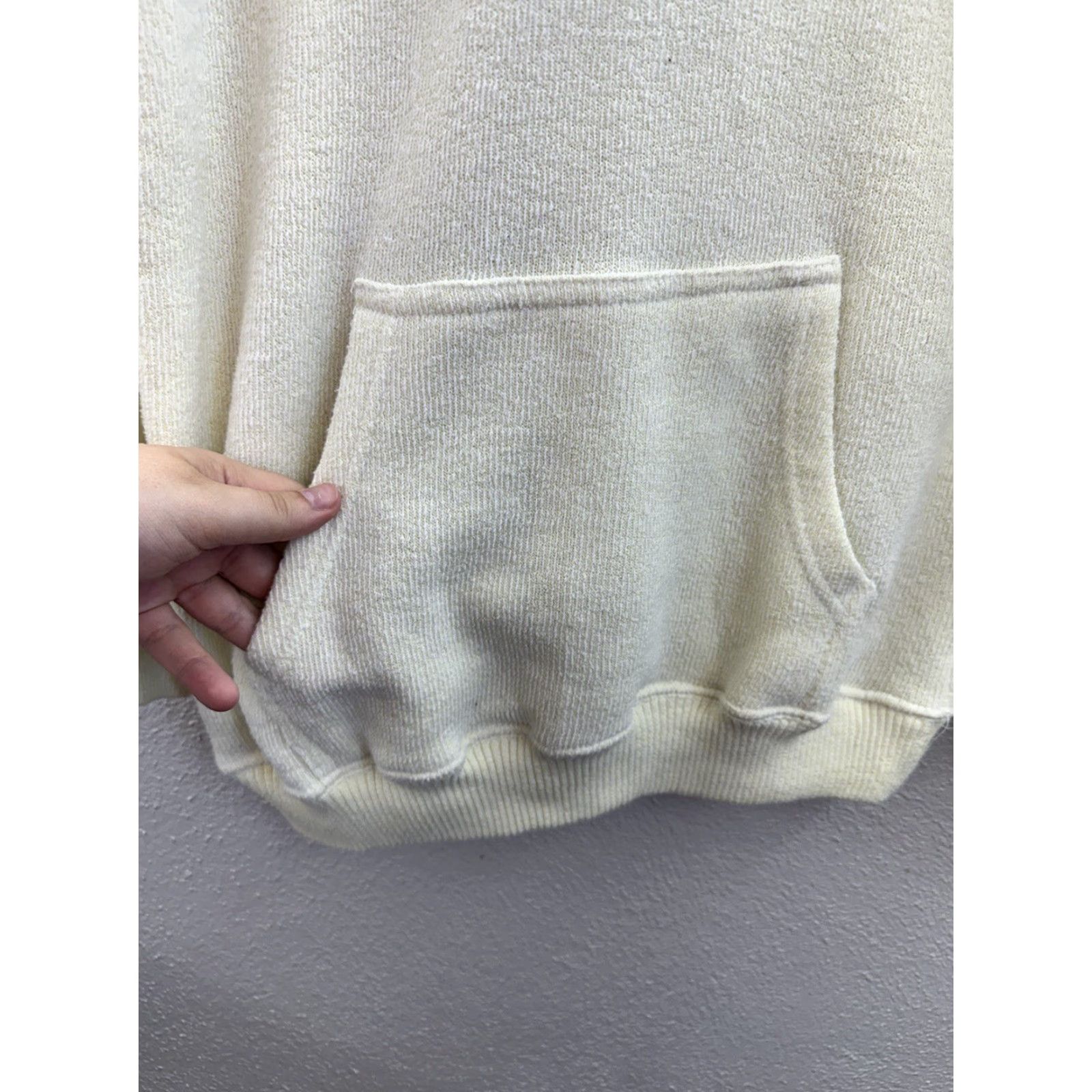 Vintage Comfortex USA Sweatshirt Womens Medium Yellow Solid Long Sleeve Logo Cotton Polyester Fleece Size M / US 6-8 / IT 42-44 - 4 Thumbnail