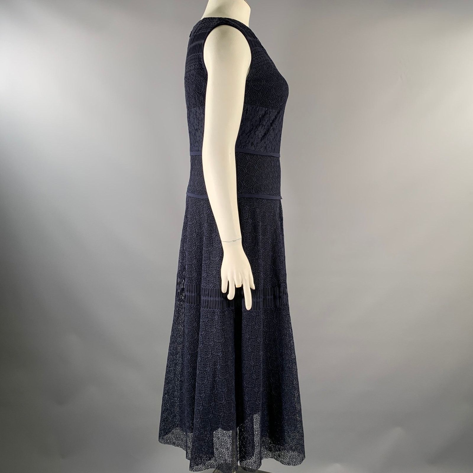 Other TALBOT RUNHOF Navy Cotton Blend Scoop Neck Midi Dress Size XL / US 12-14 / IT 48-50 - 3 Thumbnail