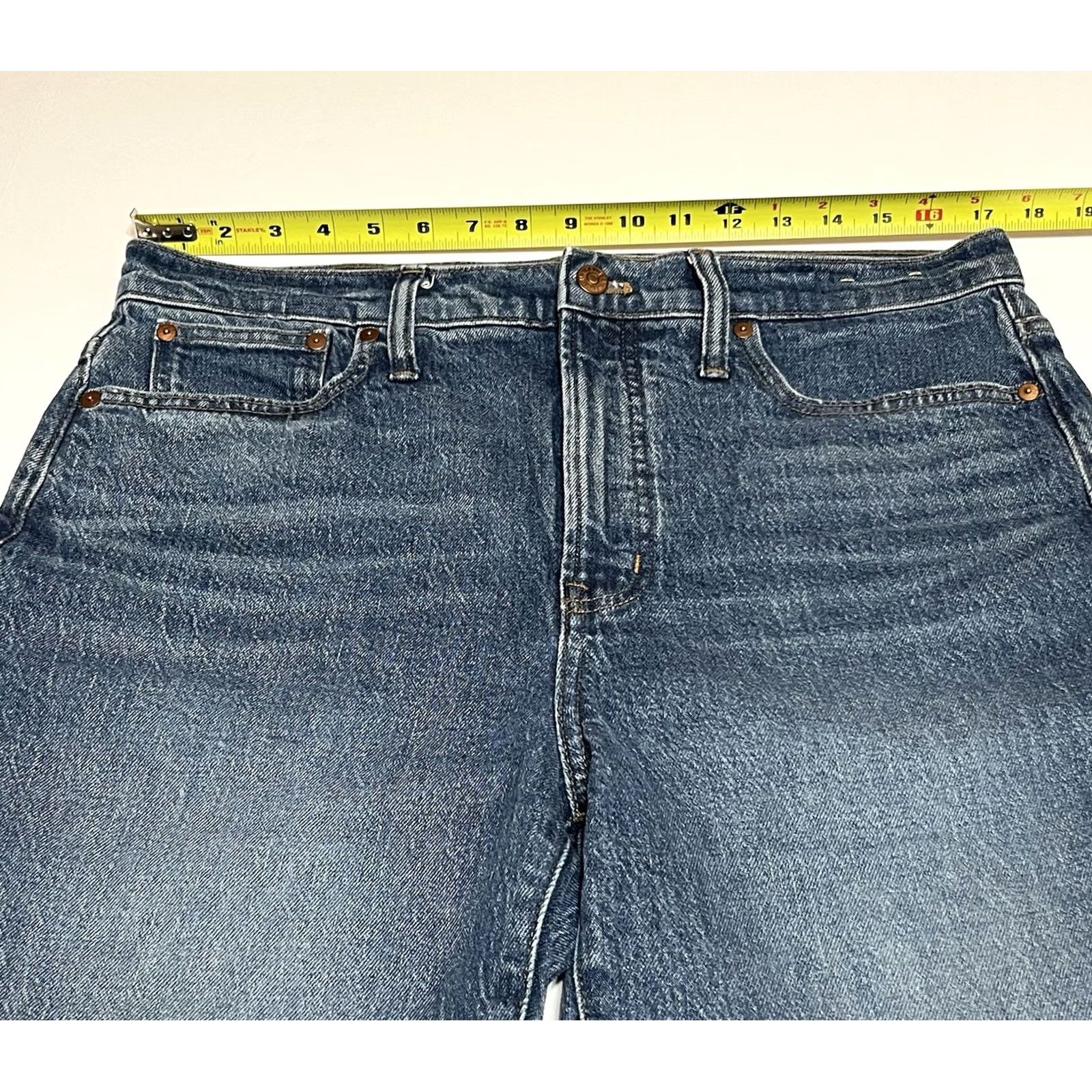 Madewell Madewell The Perfect Vintage Jeans Womens 31 34x28 Blue Denim High Rise Straight Pockets Logo Button Regular Size 24" / US 00 / IT 34 - 3 Thumbnail