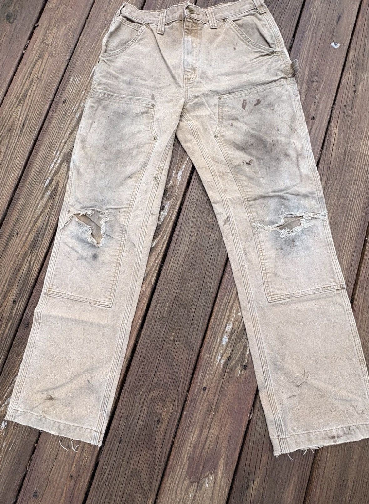Distressed Double Knee Carhartt Biege