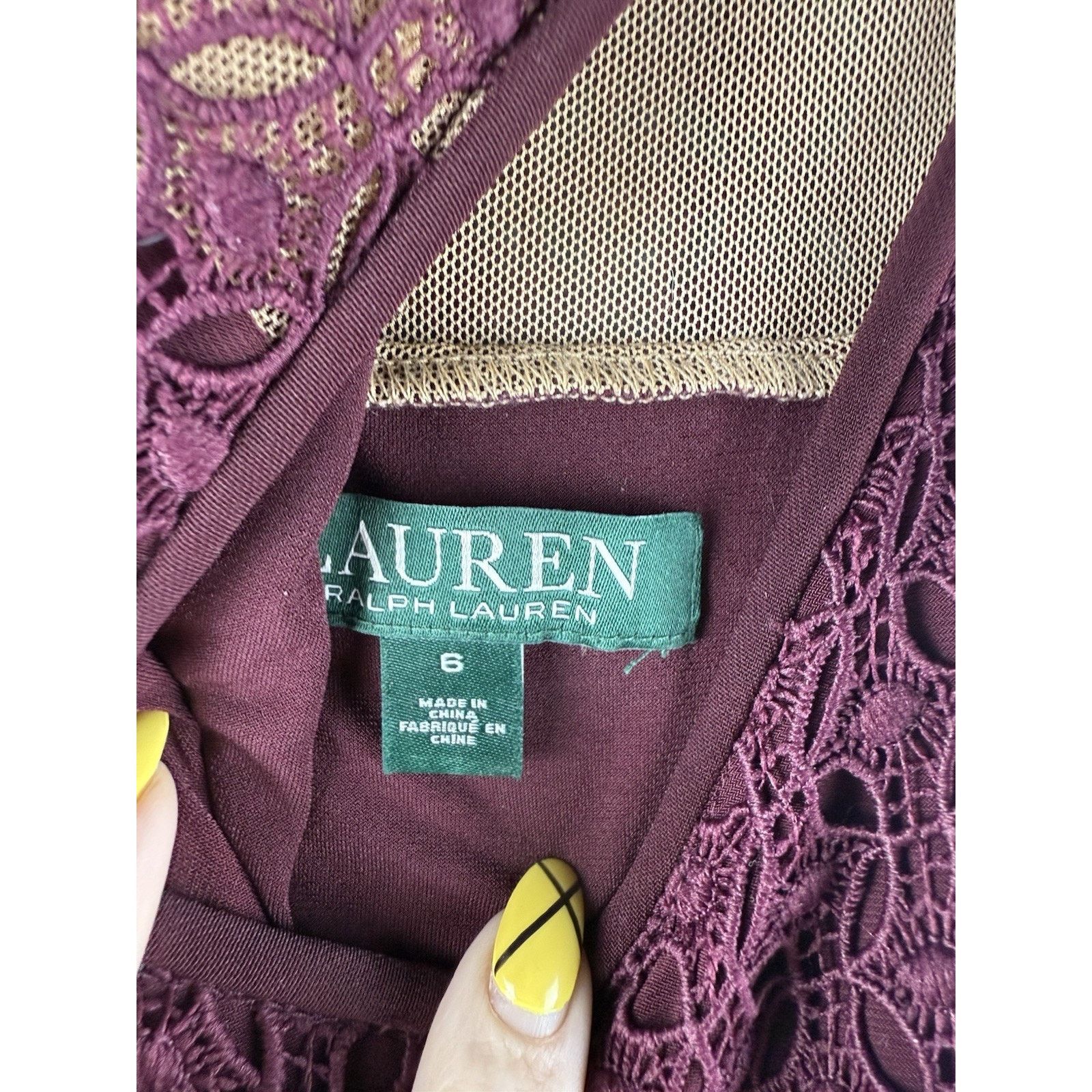 Lauren Ralph Lauren Lauren Ralph Lauren Maroon Lace Eyelet Dress Lined size 6 Size M / US 6-8 / IT 42-44 - 5 Thumbnail