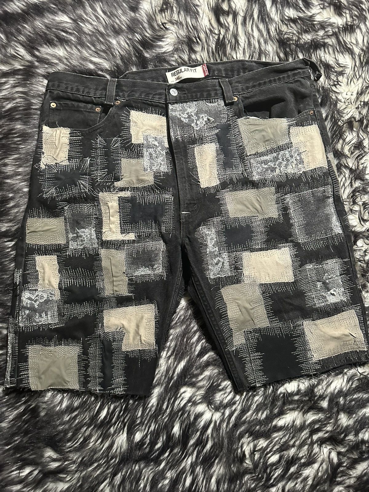 image of Kant Die Patch Work Shorts in Black, Men's (Size 42)