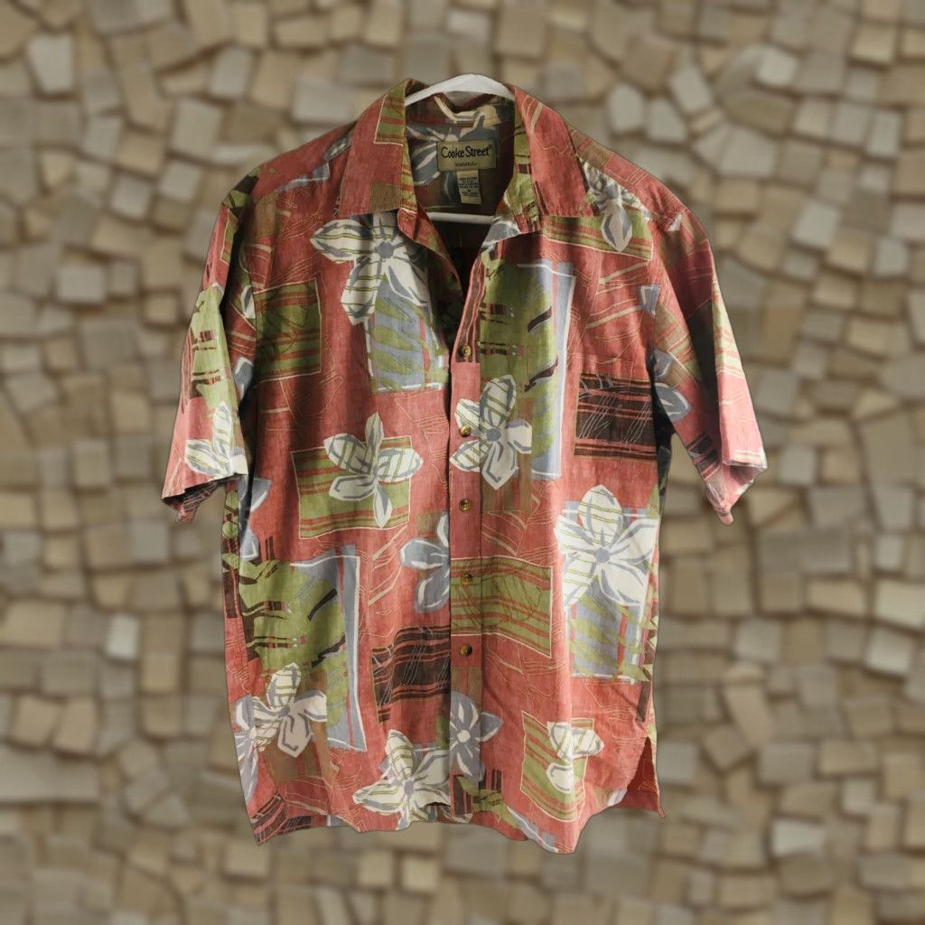 Vintage Cooke Street Hawaiian Shirt Men's Button-Up Short Sleeve Floral Pocket White Size L Regular Size US L / EU 52-54 / 3 - 1 Thumbnail