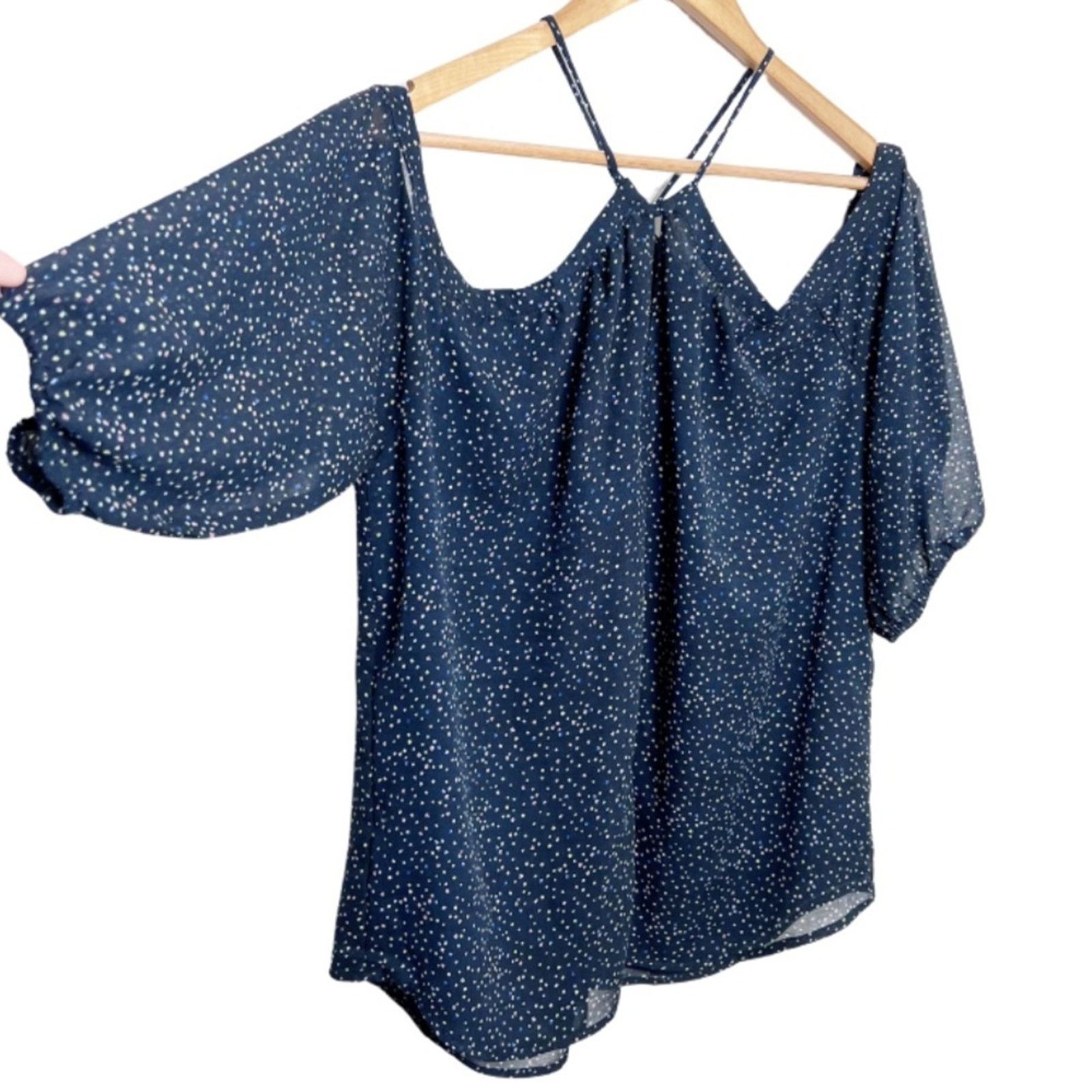Other New with Tags Papermoon Women's Lidia Polka Dot Navy Blouse Size M / US 6-8 / IT 42-44 - 11 Thumbnail