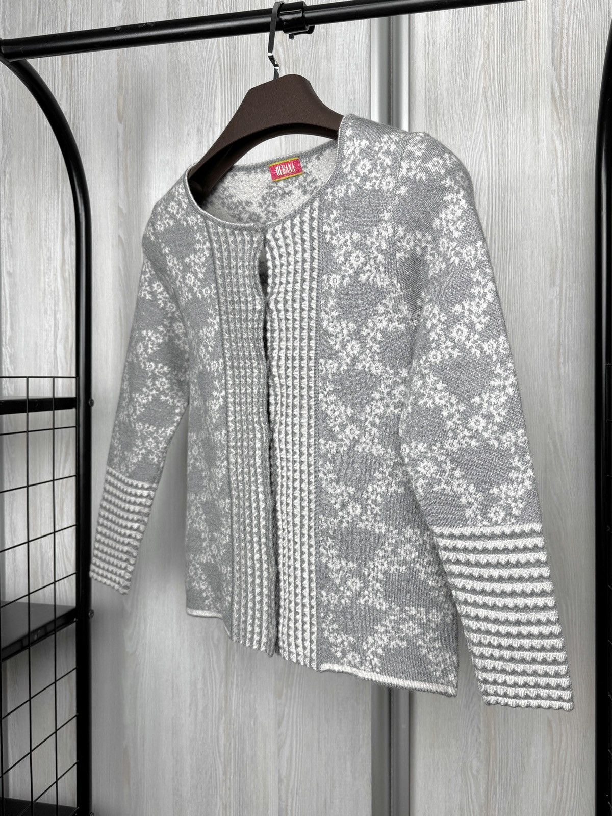 Other OLEANA NORWAY Gray Floral Silk Wool Knit Cardigan Sweater Size XS / US 0-2 / IT 36-38 - 6 Thumbnail