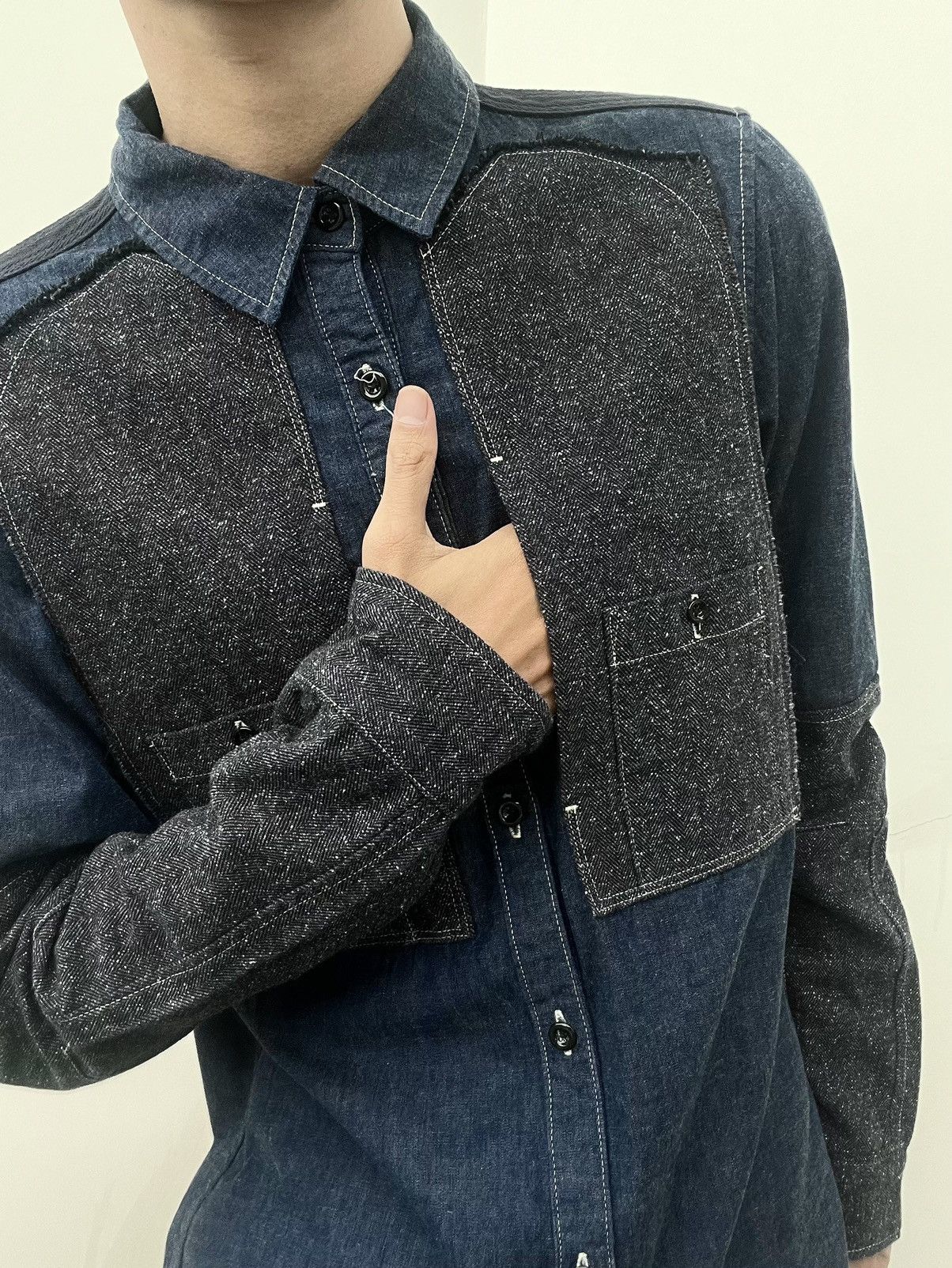 Marithe + Francois Girbaud Marithe Francois Girbaud Patch Denim Shirt Size US M / EU 48-50 / 2 - 4 Thumbnail