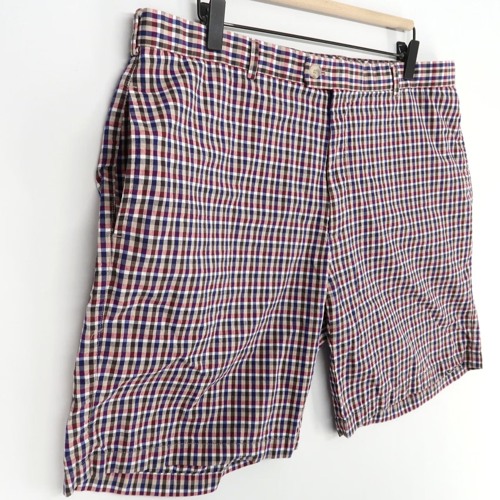 Peter Millar Peter Millar Shorts Mens 38 Red Blue Check Plaid Classic Fit Golf Casual Cotton - Preppy Style Size US 38 / EU 54 - 2 Thumbnail