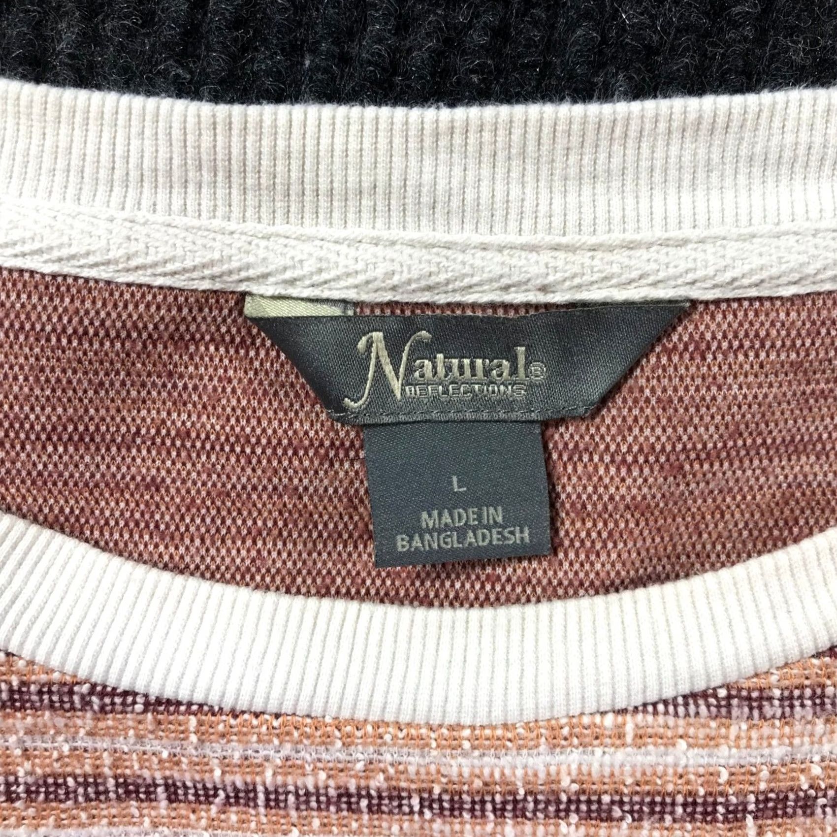 Vintage Natural Reflections Pink Striped Textured Pullover Sweatshirt Top Womens Large Size L Crew Neck Long Sleeve Casual Knit Lightweight Stretch Size L / US 10 / IT 46 - 7 Thumbnail