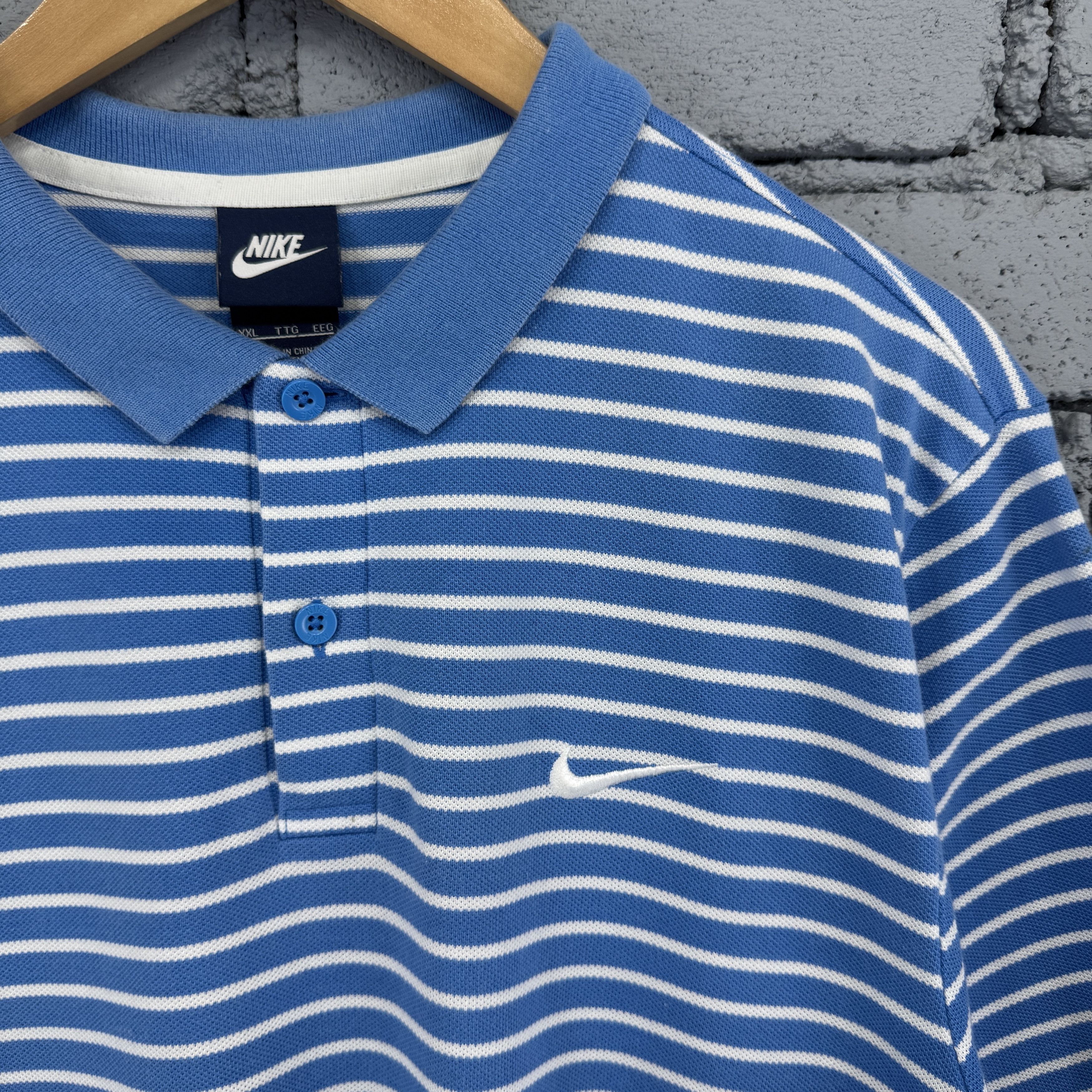 Nike Nike Golf Dri-fit Victory Stripe Polo Blue & White Size US L / EU 52-54 / 3 - 3 Thumbnail
