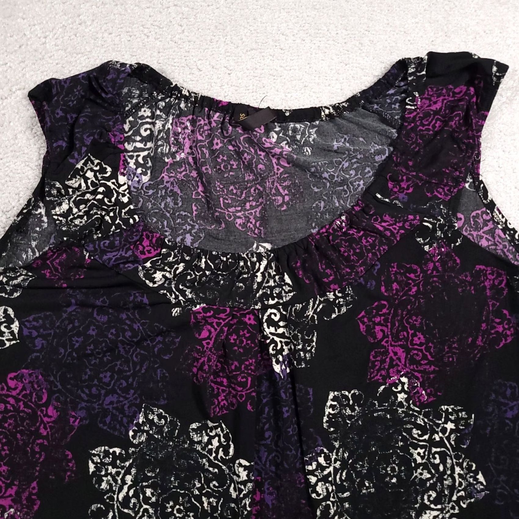 Vintage VINTAGE Susan Lawrence Shirt Plus 1X Purple Black Geometric USA Sleeveless Women's Size XL / US 12-14 / IT 48-50 - 3 Thumbnail