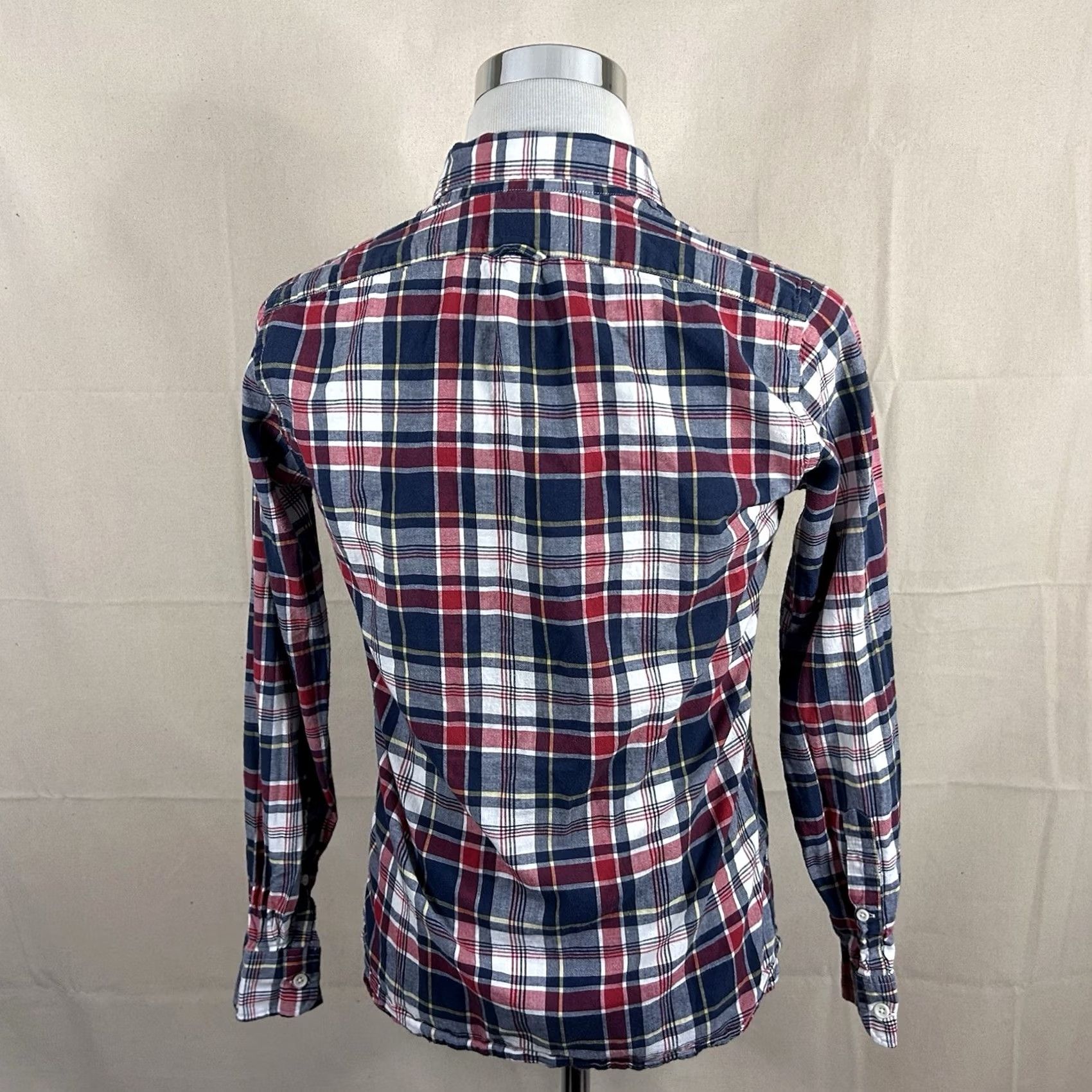 J.Crew J.CREW XS Slim Fit Shirt Red White Blue Plaid 100% Cotton Casual Button Down Mens Size US XS / EU 42 / 0 - 5 Thumbnail