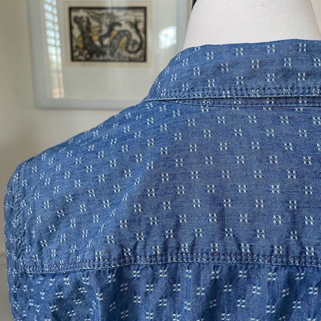 Other Talbots Pattern Chambray Button Up Shirt Blue M Size M / US 6-8 / IT 42-44 - 3 Thumbnail