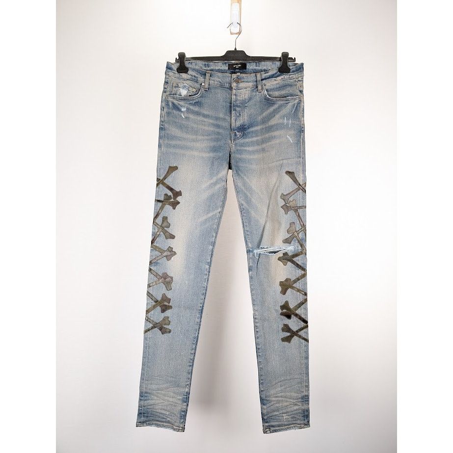 Amiri o1rshd1 Q:2 / Camo Bones Jeans in Clay Indigo Size US 36 / EU 52 - 1 Thumbnail