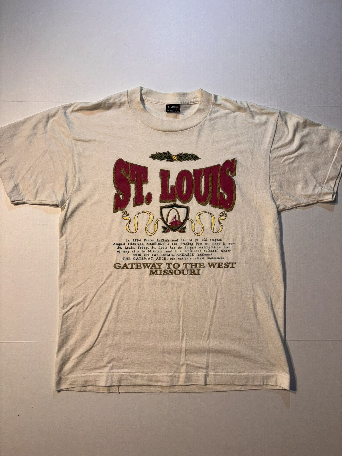 Fruit Of The Loom Vtg St Louis Missouri City Tourist Souvenir 90’s USA Tshirt Size US L / EU 52-54 / 3 - 1 Thumbnail