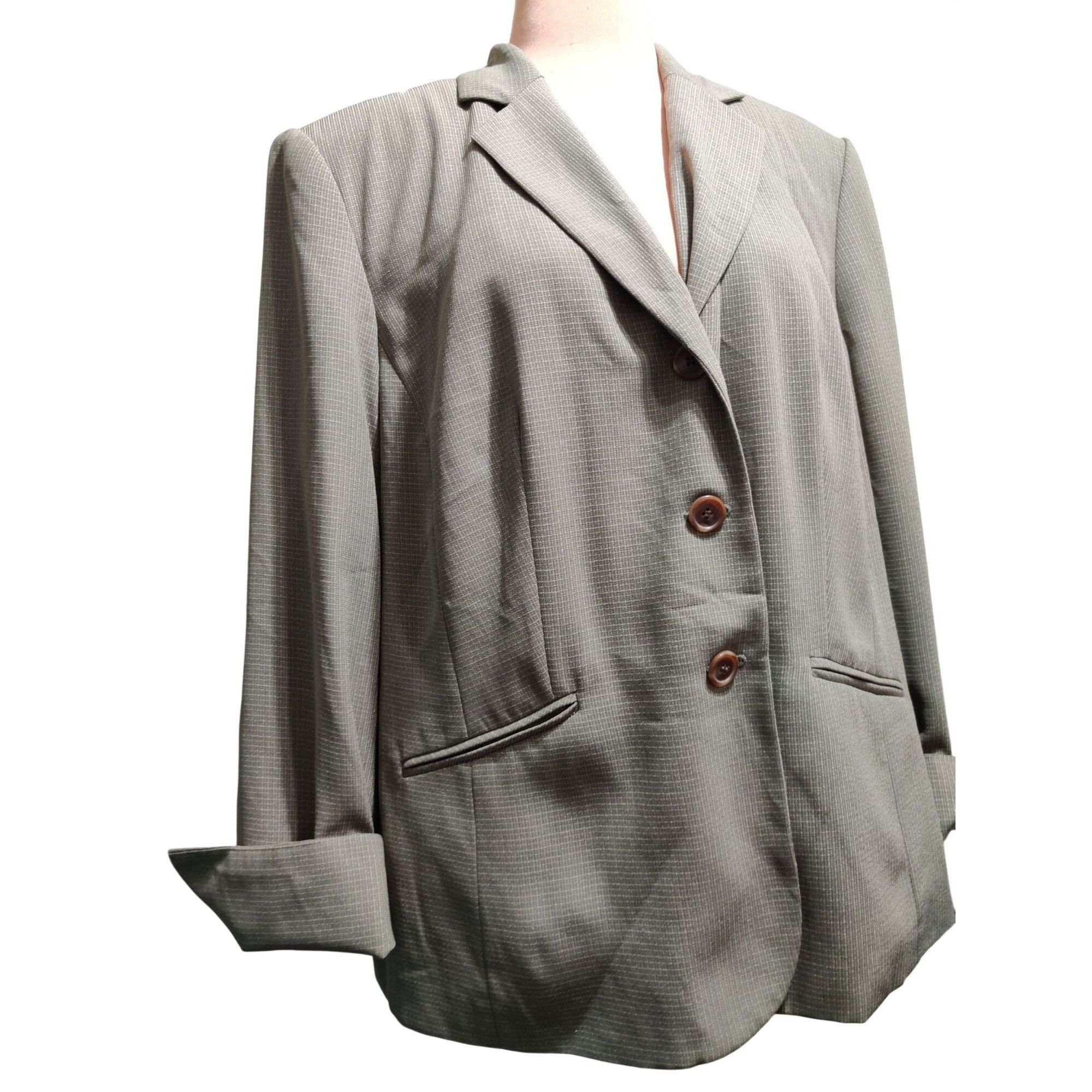 Vintage Vintage Evan Picone 20W Plus Size Green Microcheck Tailored Size XXL / US 16-18 / IT 52-54 - 2 Thumbnail