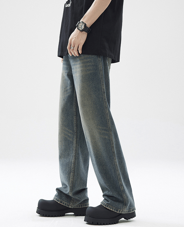 Japanese Brand × Jean High street casual straight wide leg men's retro baggy jeans Size US 32 / EU 48 - 4 Thumbnail