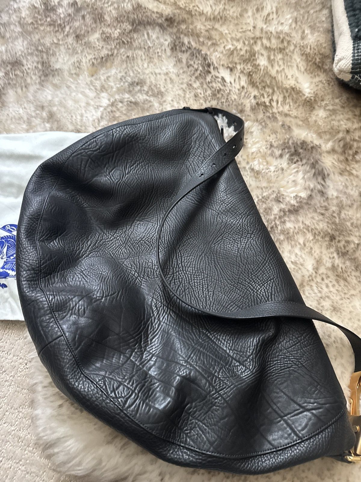 Burberry Like a New! Black Leather Large Tote Bag Size ONE SIZE - 3 Thumbnail