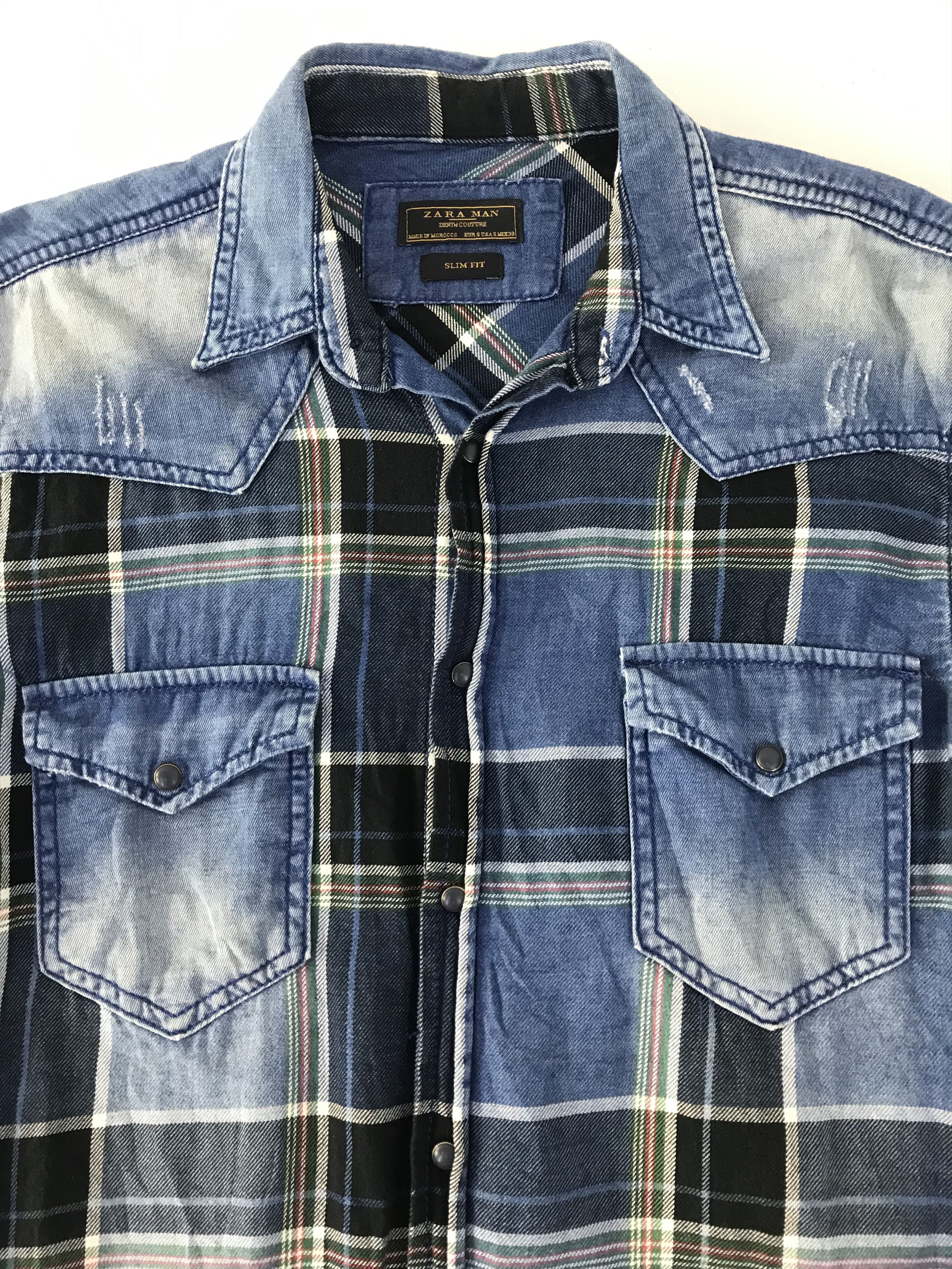Zara Zara Man Denim Couture Slim Fit Western Denim Shirt Size US S / EU 44-46 / 1 - 4 Thumbnail
