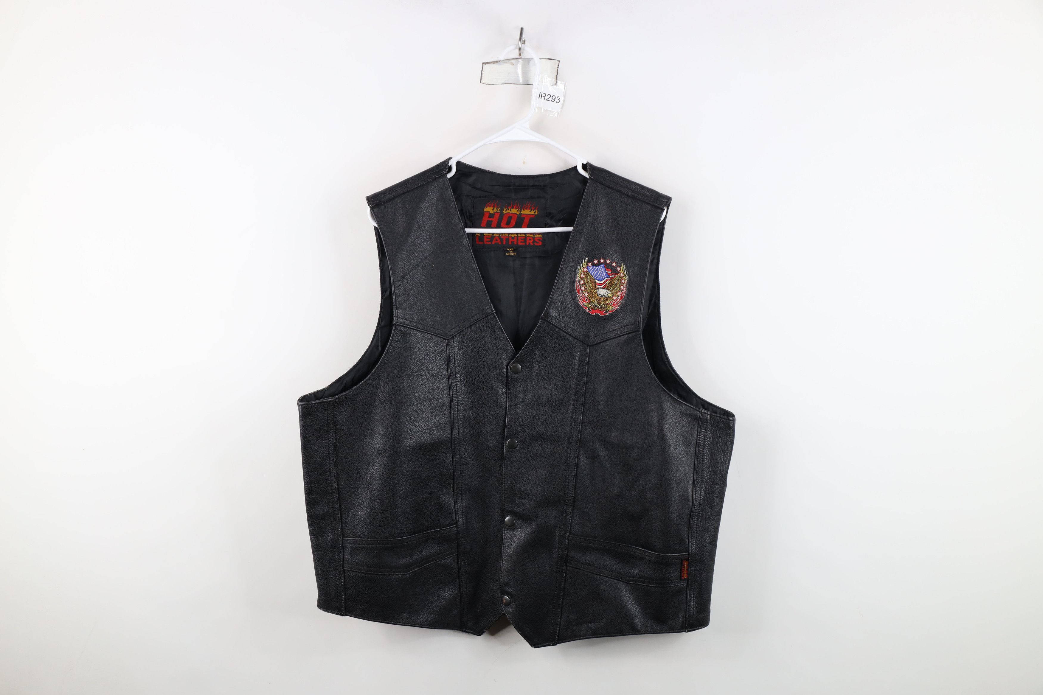 Vintage Vintage 90s Streetwear Flag Eagle Tribal Leather Moto Vest Size US XXL / EU 58 / 5 - 1 Thumbnail