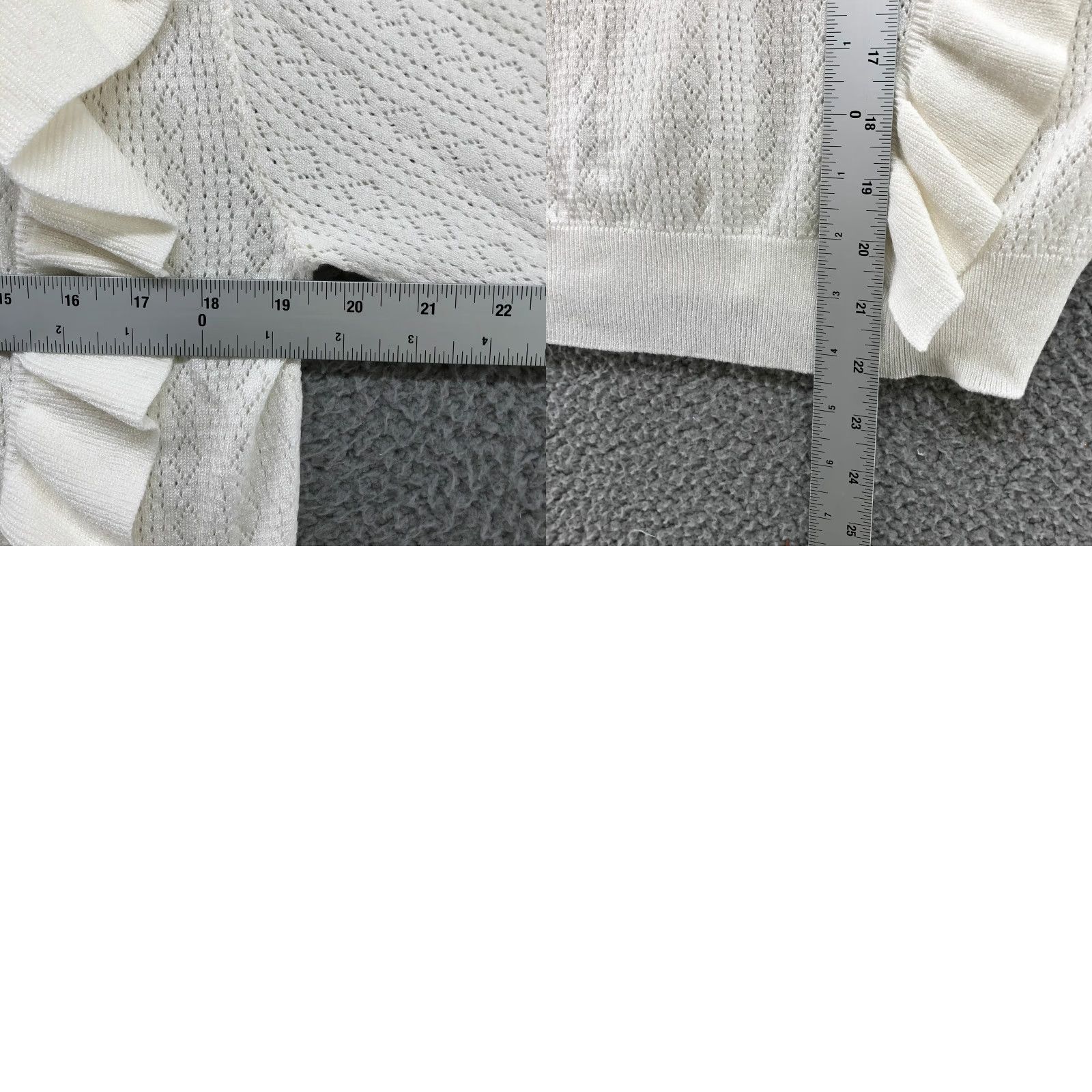 Vintage Unbranded Sweater Women M White Pointelle Knit Ruffle Front Lightweight 80s 90s Retro Size M / US 6-8 / IT 42-44 - 8 Thumbnail