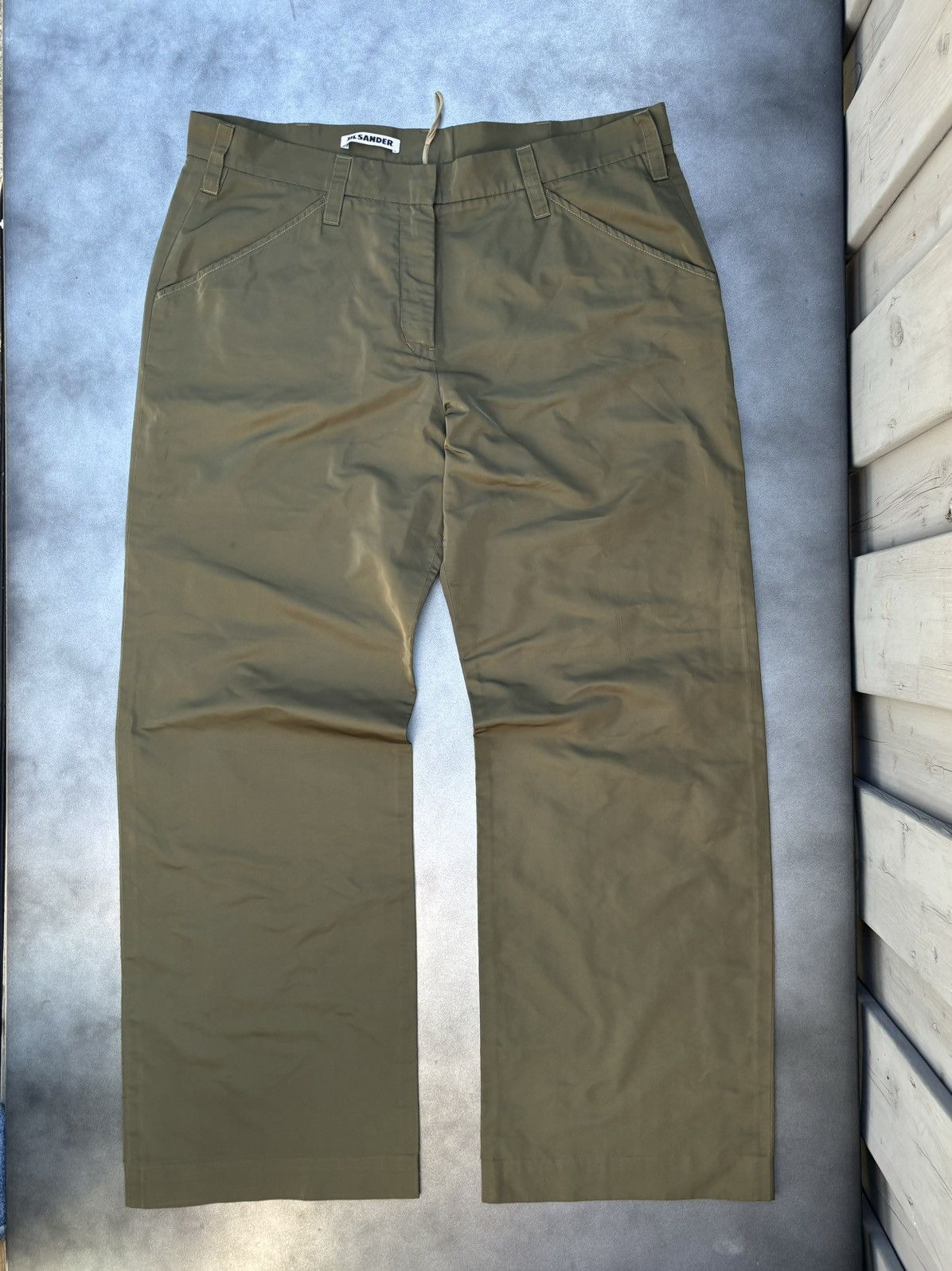 Jil Sander × Vintage Jil Sander Silk Pants Vintage Trousers Army Green Prada Y2K Size 35" - 2 Thumbnail