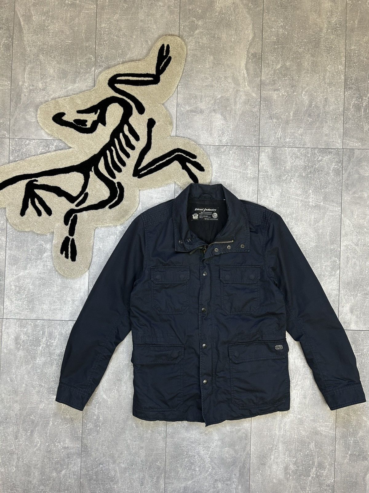 image of Mens Vintage Diesel Multipocket Jacket Y2K Streetwear in Navy (Size Medium)