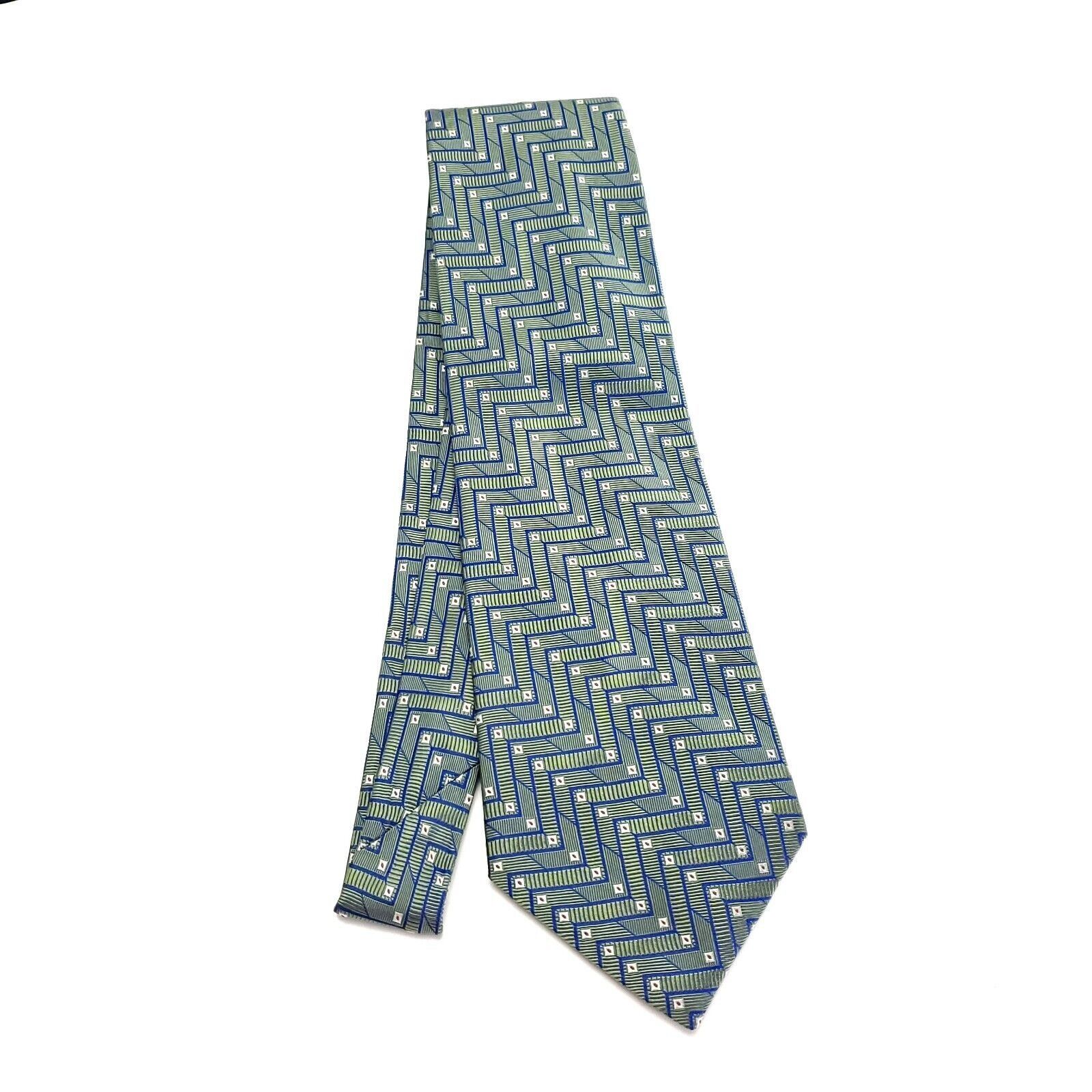 Nautica Nautica Green Silk Tie Woven Geometric Wide Size ONE SIZE - 7 Thumbnail