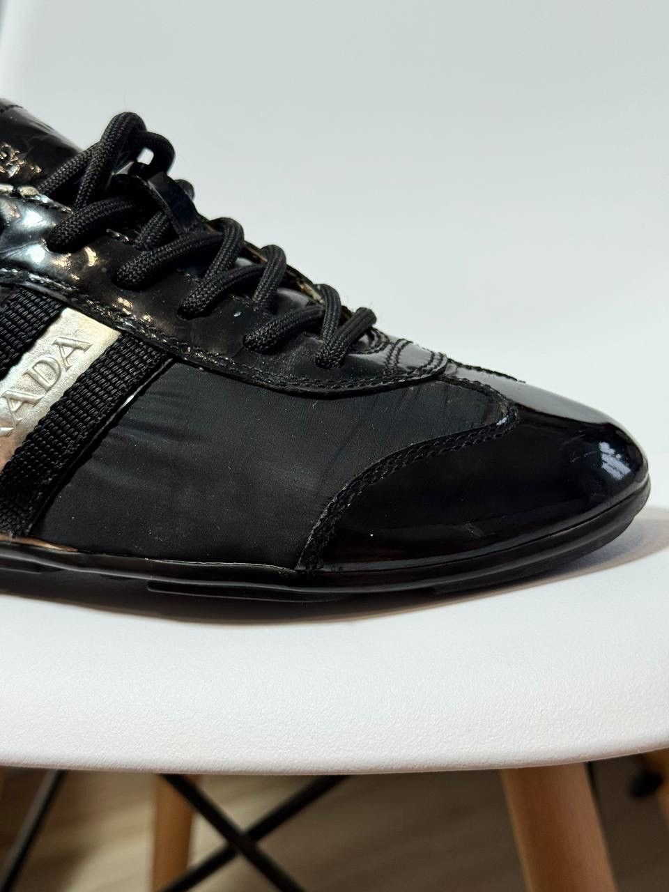 Prada Prada Black Patent Leather & Nylon Sneakers Size 35.5 Size US 5.5 / IT 35.5 - 11 Thumbnail