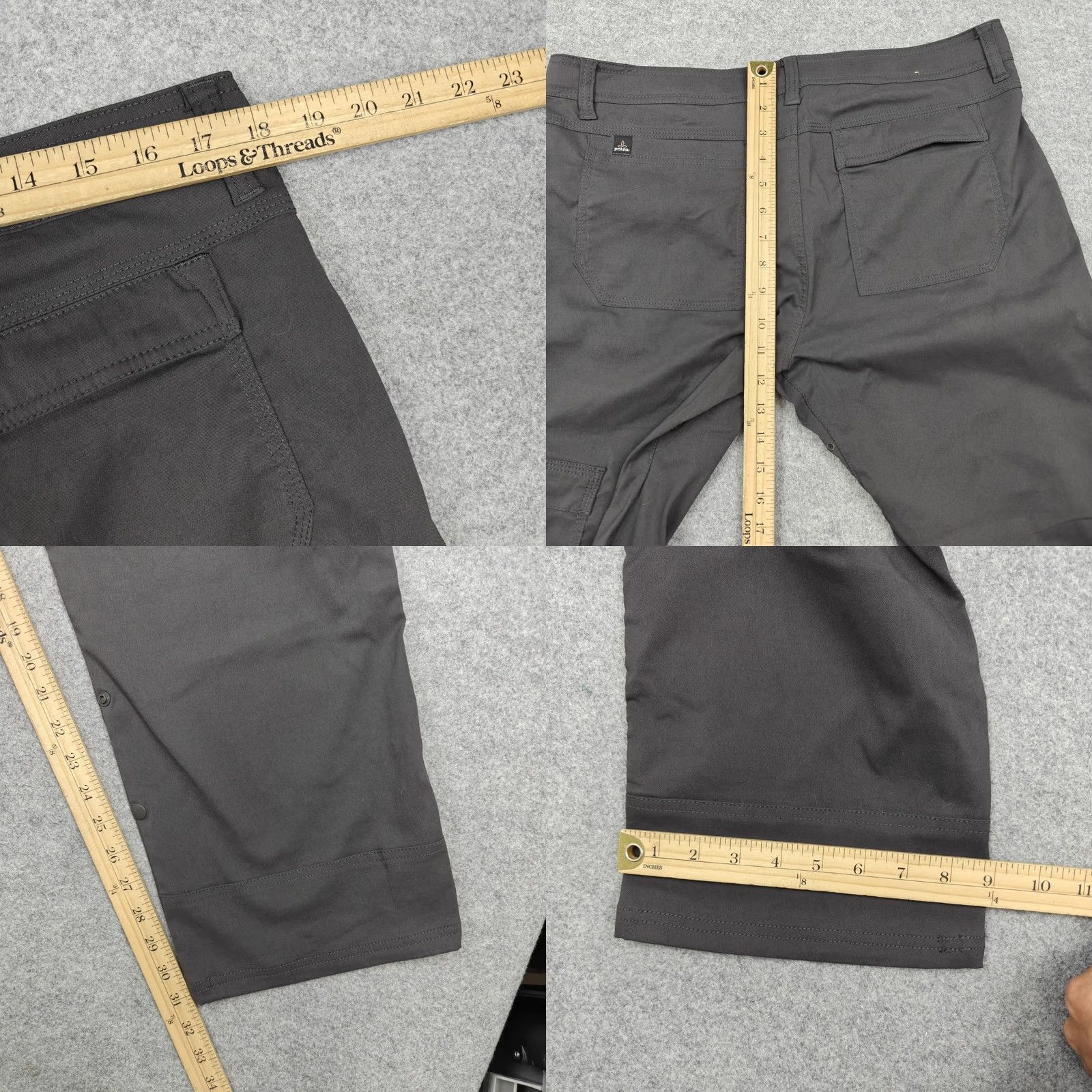 Prana Prana Pants Mens 35x32 Gray Nylon Stretch Cargo Outdoor Hiking Snap Leg Travel - Pre-owned - Excellent Size US 35 - 8 Thumbnail