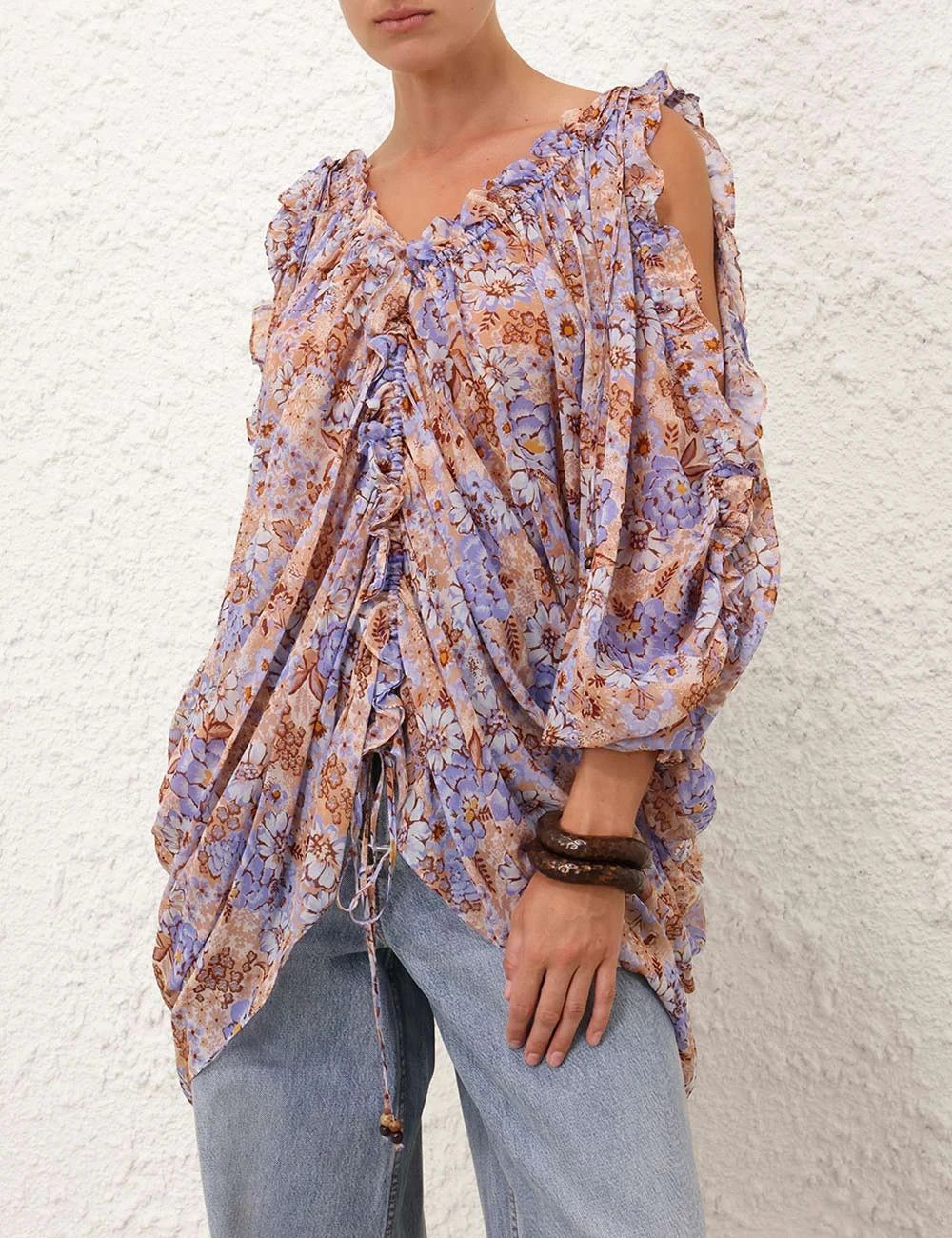 Zimmermann oc11z0226 Dawning Plunge Billow Blouse In Multicolor Size M / US 6-8 / IT 42-44 - 2 Thumbnail
