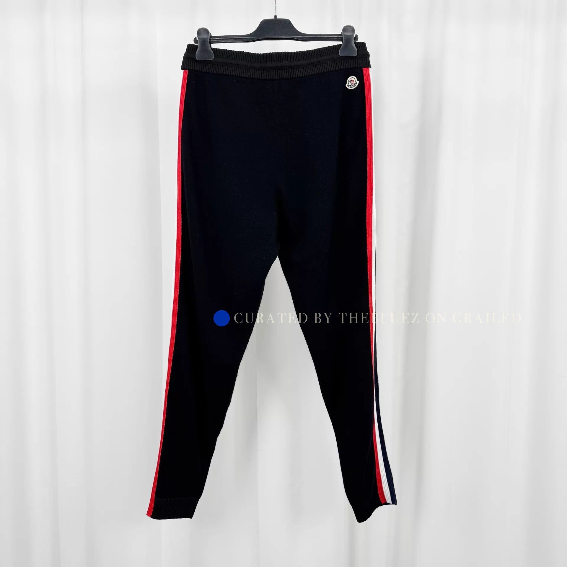 Moncler Black Knit Striped Joggers Size US 34 / EU 50 - 1 Thumbnail