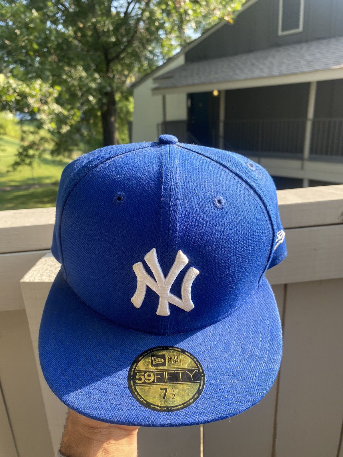 New Era Blue New York Fitted with custom lotus flower Size ONE SIZE - 1 Thumbnail