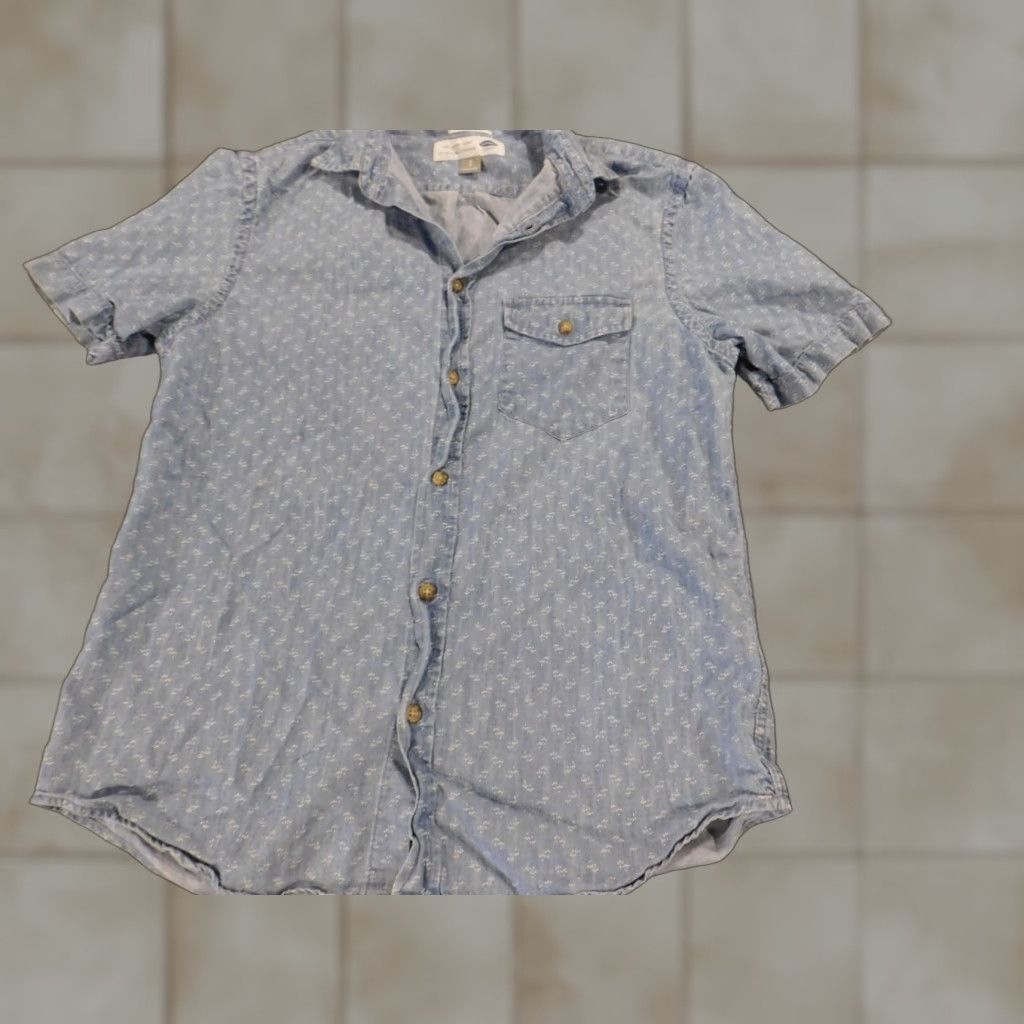 Old Navy Old Navy Shirt Mens Small Blue Button-Down Slim Knit Cotton Pocketed Short Sleeve Size US S / EU 44-46 / 1 - 1 Thumbnail