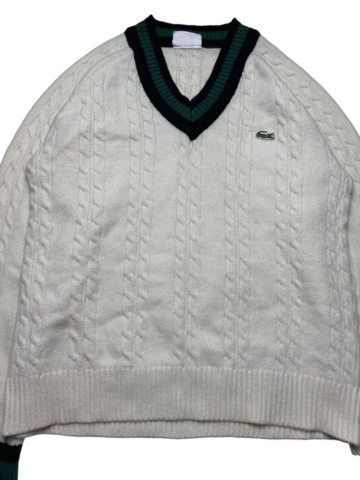 Golf Wang 2000s Lacoste - Big V-Neck Chunky Knitted Sweater Size US M / EU 48-50 / 2 - 5 Thumbnail